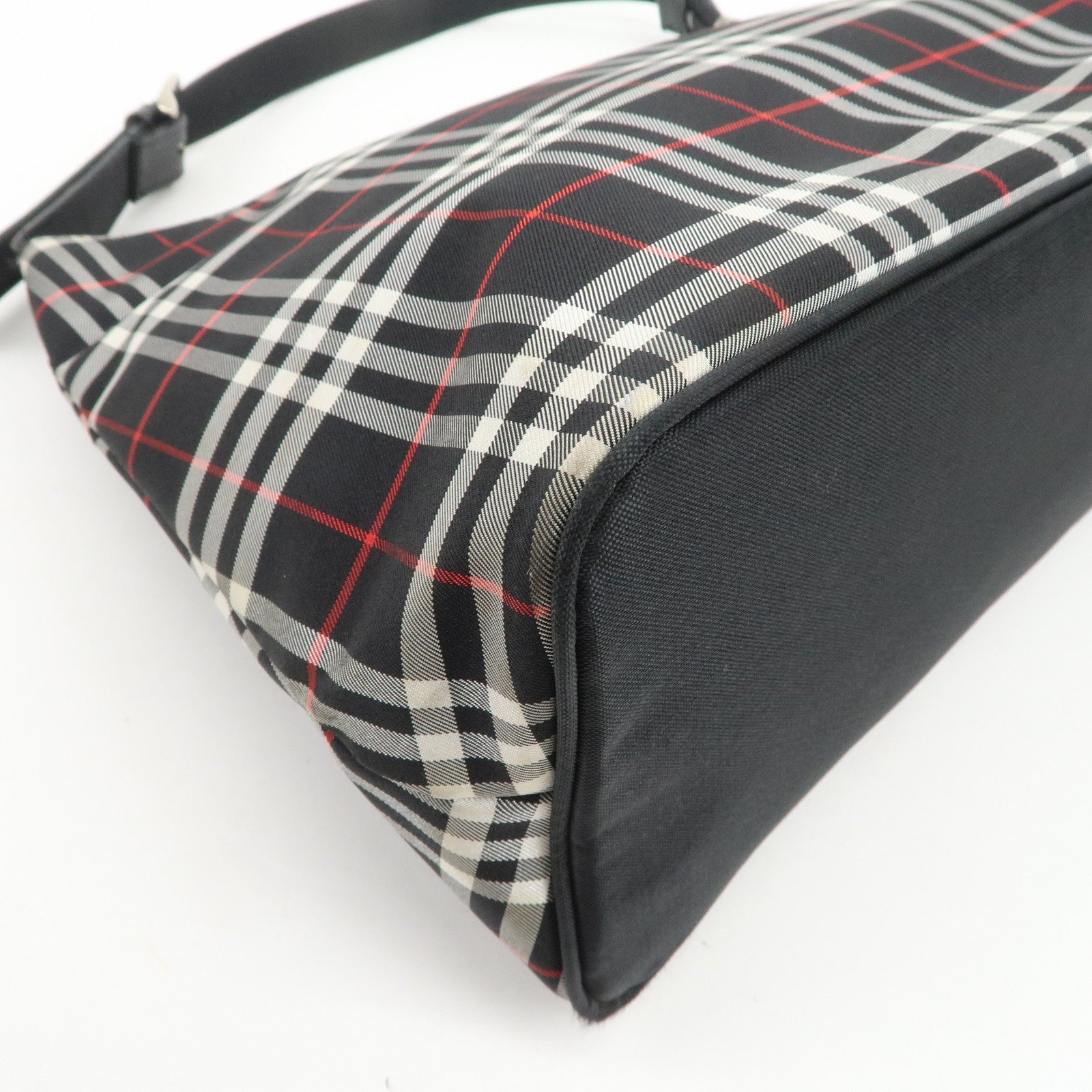 BURBERRY Blue Label Nylon Leather Shoulder Bag Nova Plaid Black