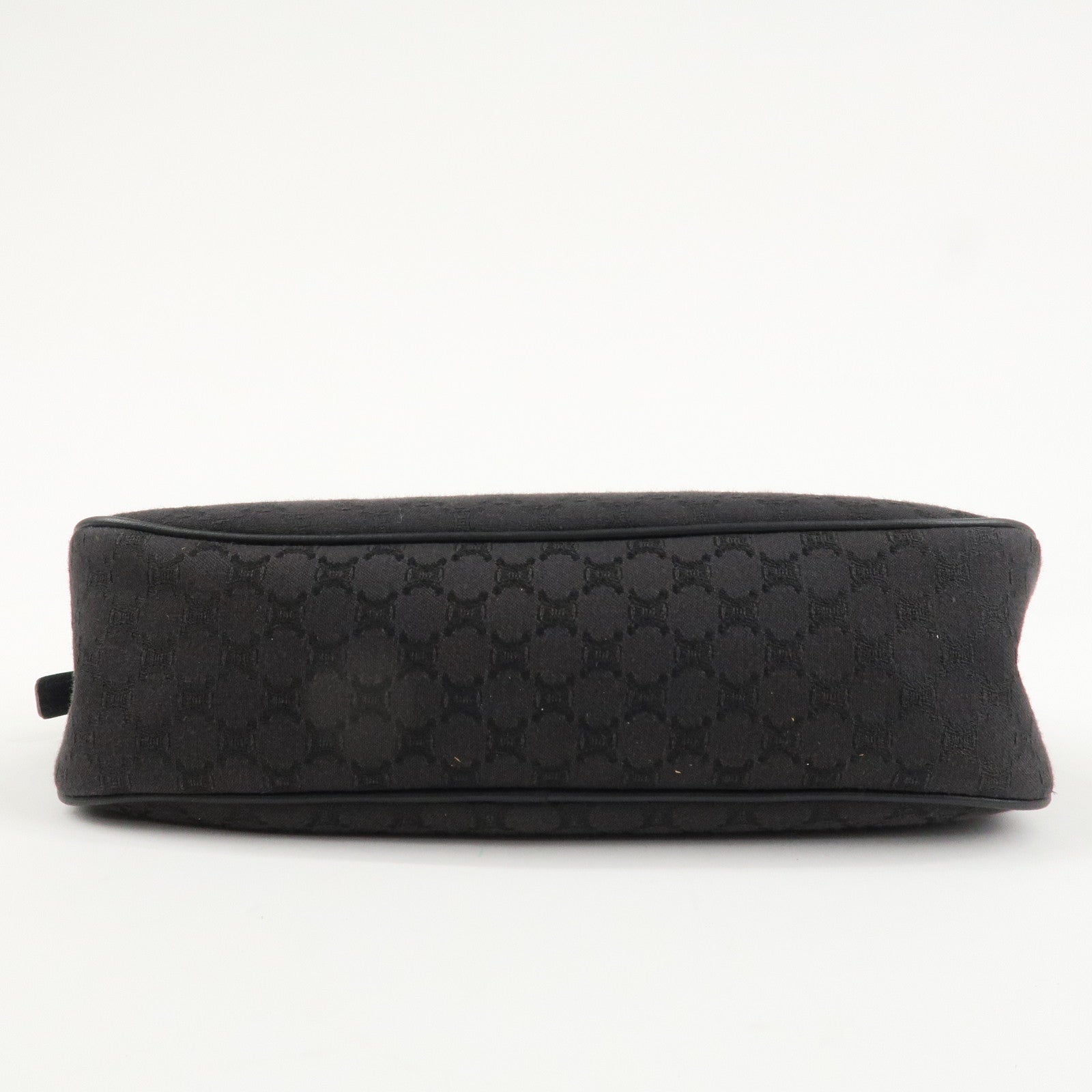 CELINE Macadam Canvas Leather Accessory Pouch Silver HDW Black Used