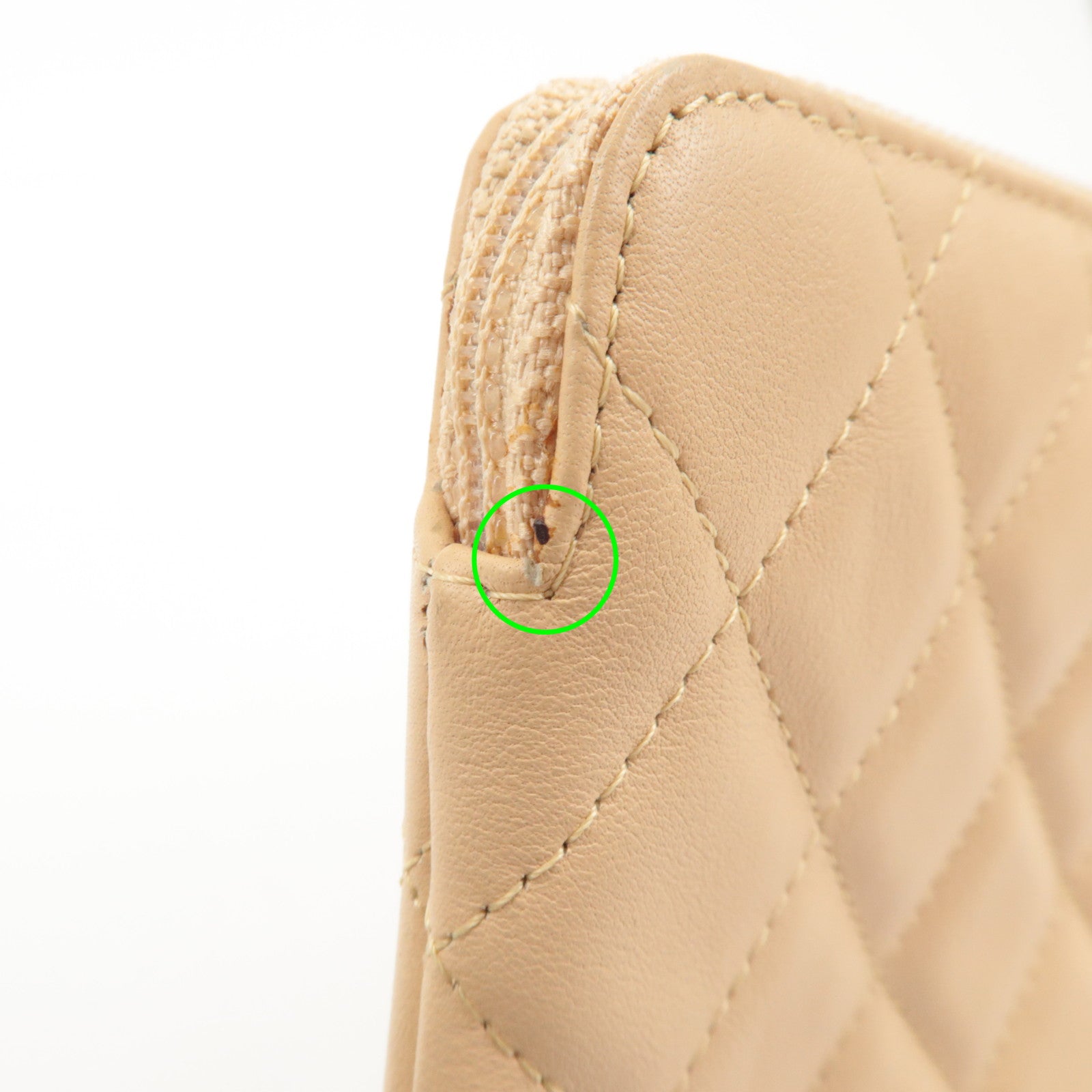 CHANEL COCO Mark Cambon Line Leather Pouch Beige Used