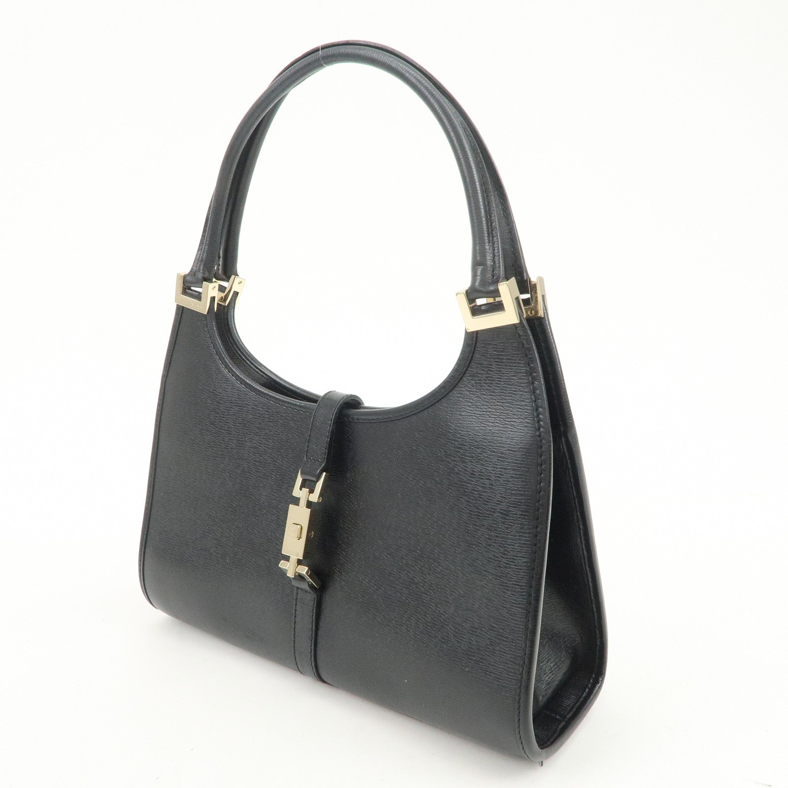 GUCCI Jackie Leather Hand Bag Black 01721