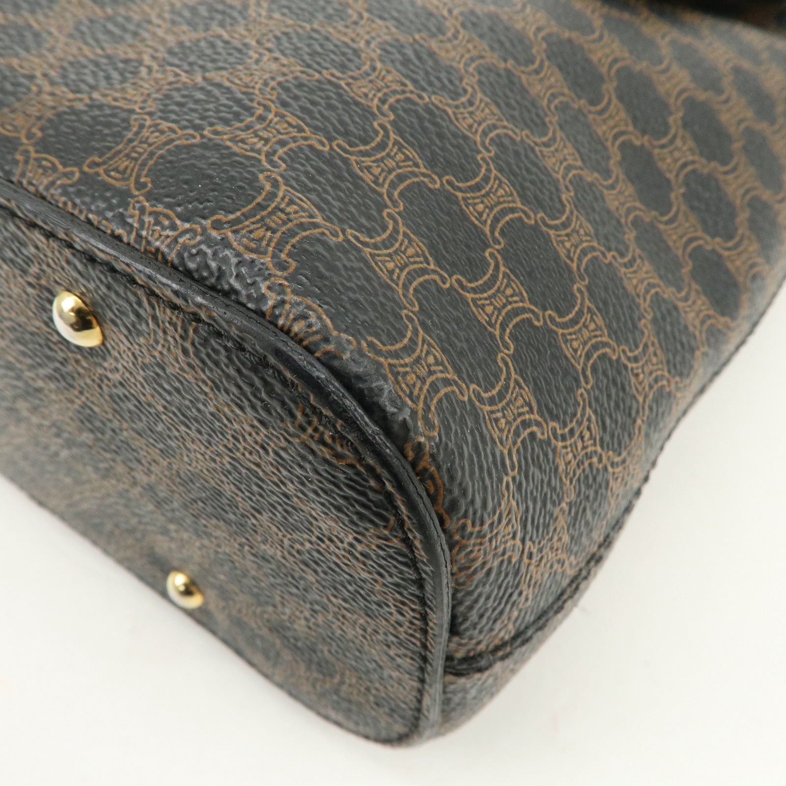 CELINE Macadam PVC Leather Shoulder Bag Hand Bag Black Brown