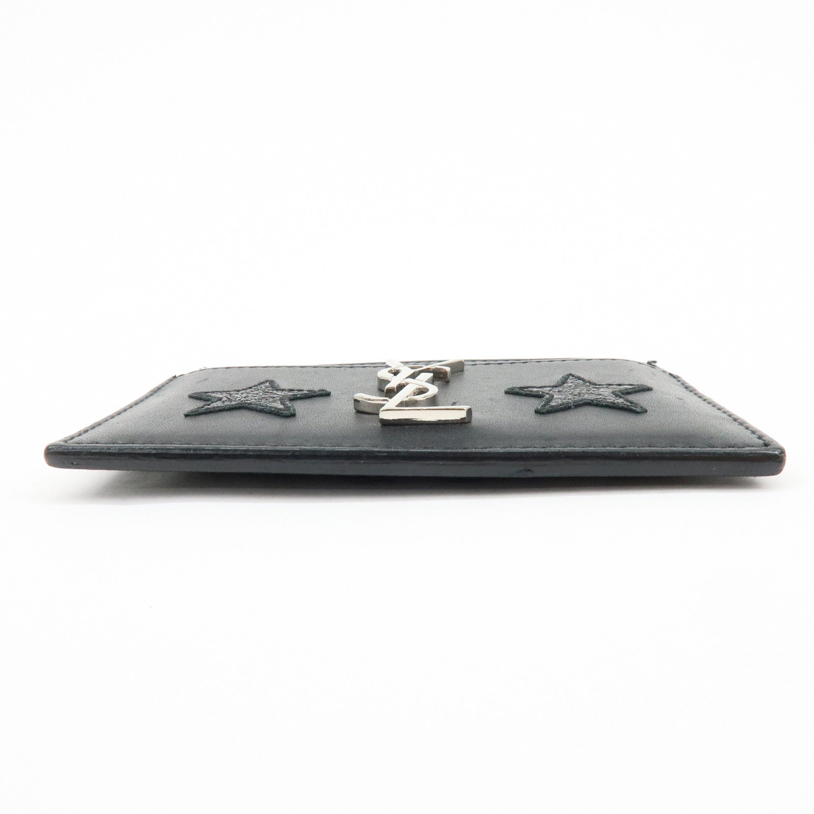 SAINT LAURENT PARIS Cassandra Leather Card Case Star Black 447876