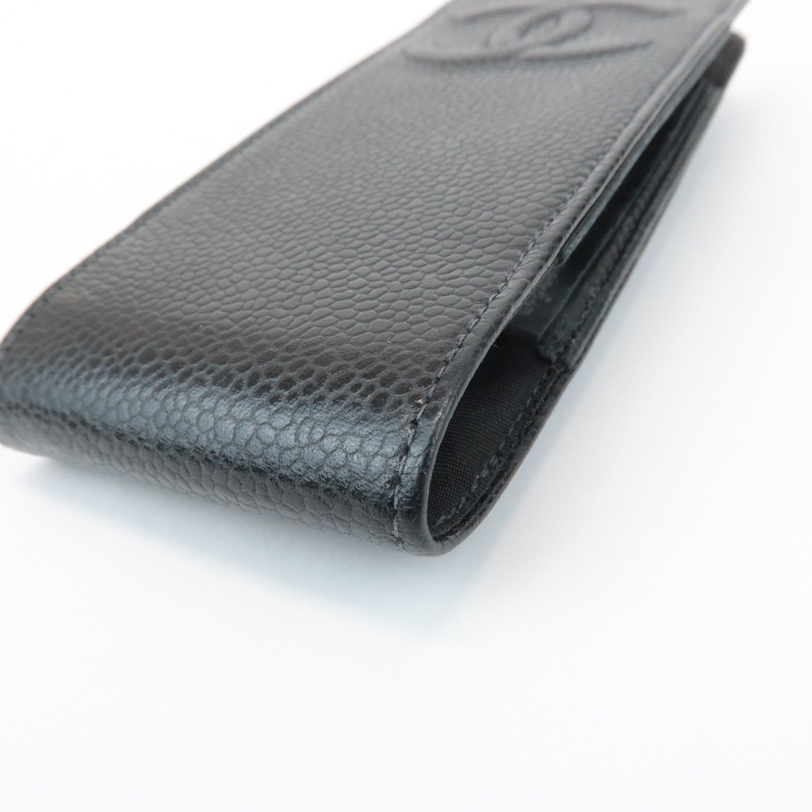 CHANEL COCO Mark Caviarskin Cell Phone Case Black Used