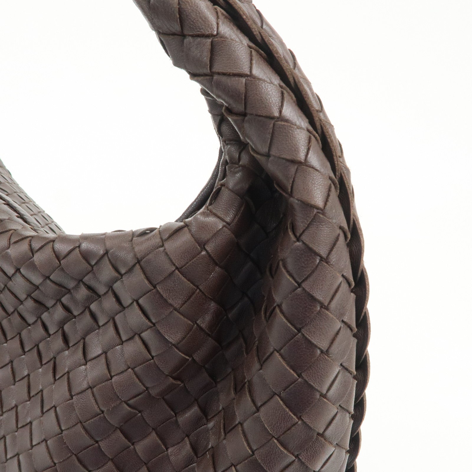 BOTTEGA VENETA Hobo Intrecciato Leather Shoulder Bag Hand Bag Brown