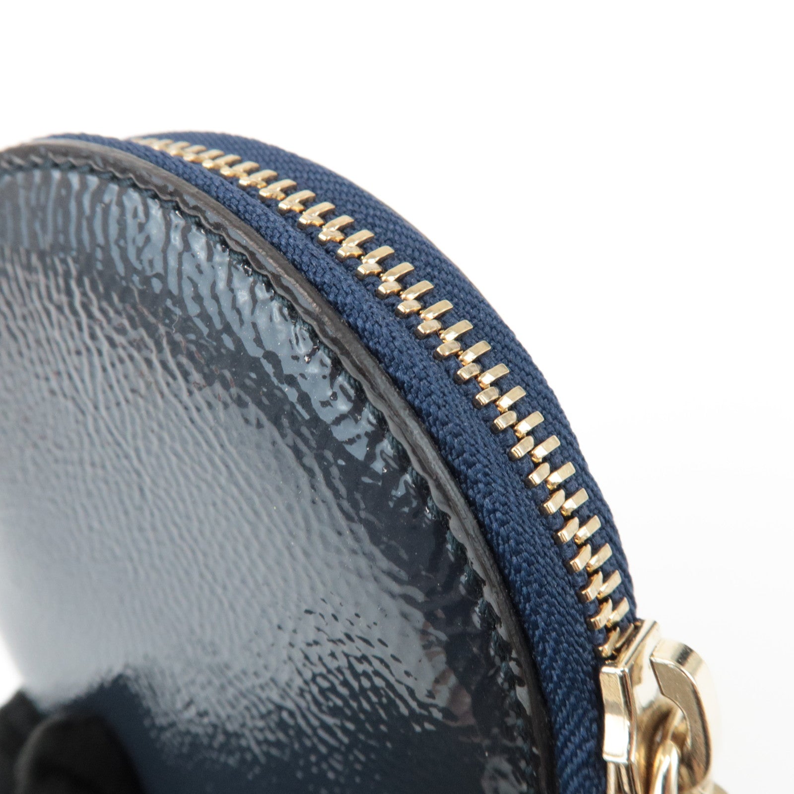 GUCCI Interlocking G Patent Leather Coin Case Navy 337946