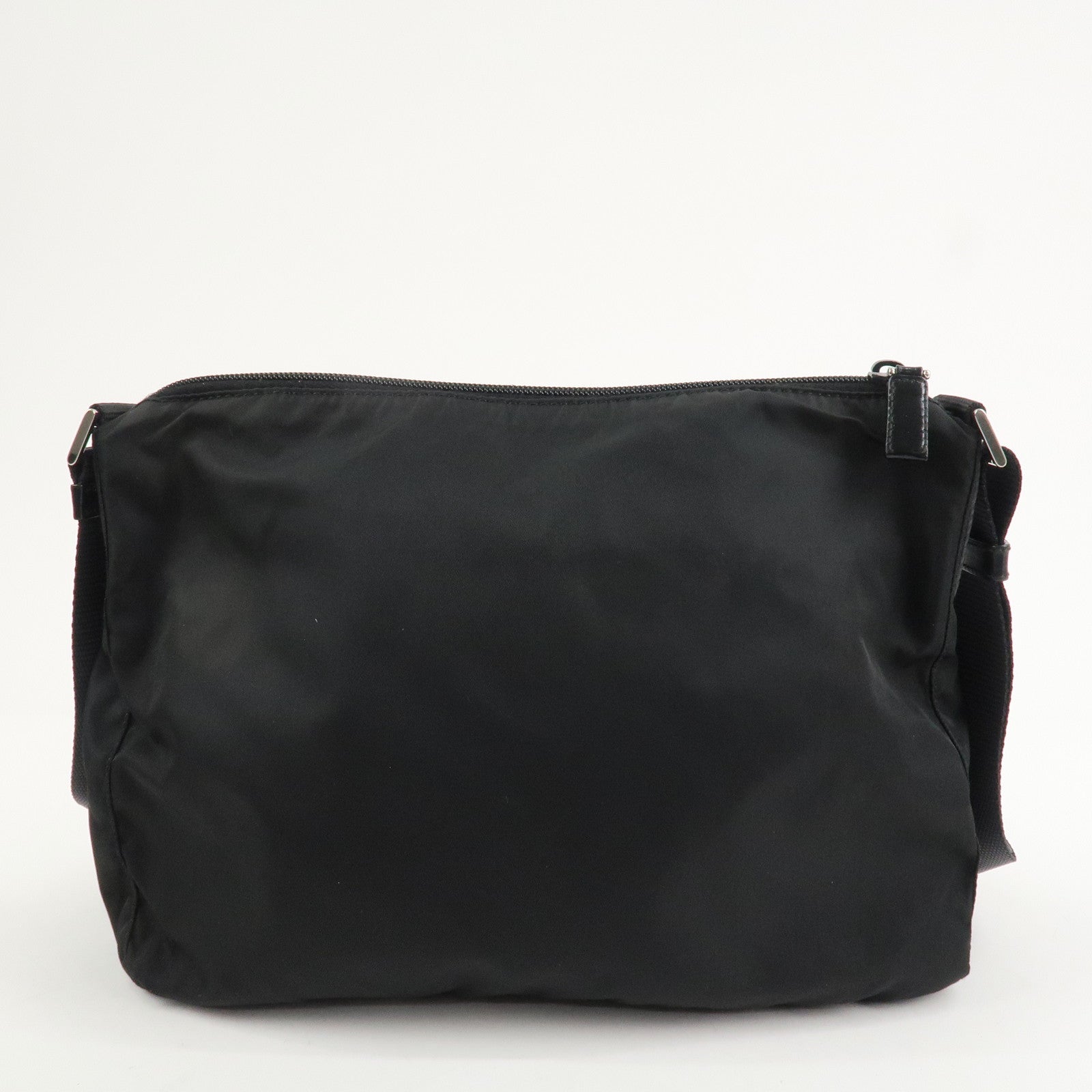PRADA Triangle Logo Nylon Leather Shoulder bag Black
