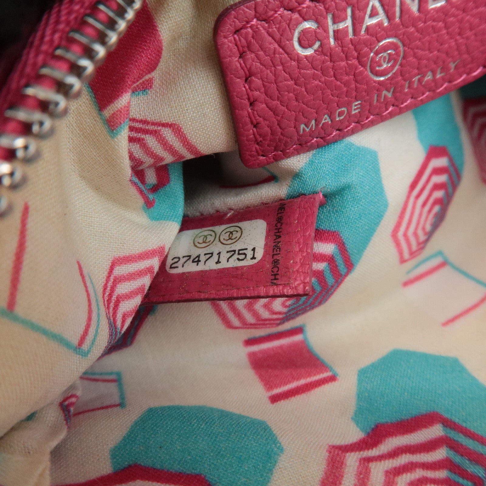 CHANEL COCO Mark Caviarskin Pouch Cosmetic Pouch Pink Used