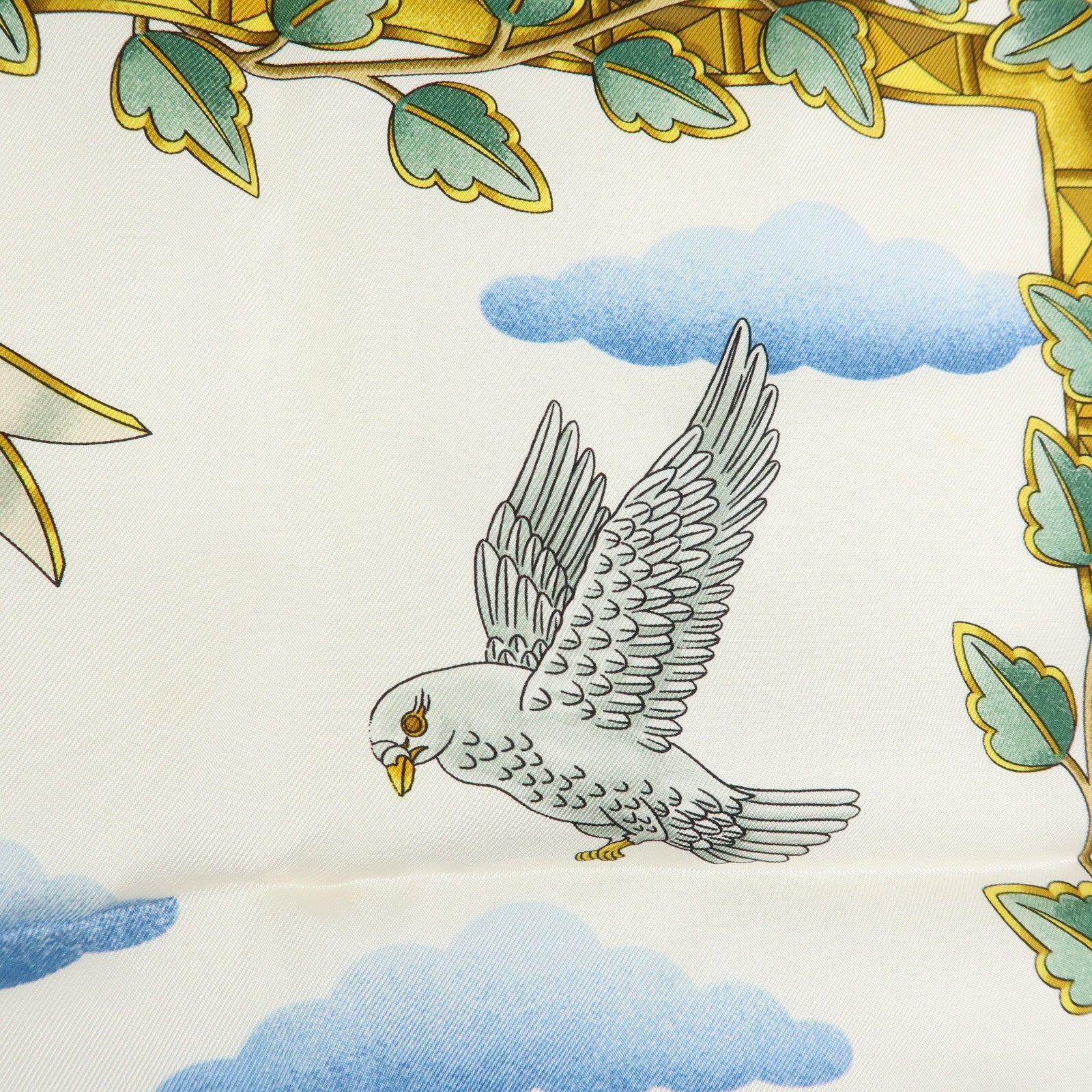 HERMES Carre 90 Silk 100% Scarf ENVOL Bird Print Red White