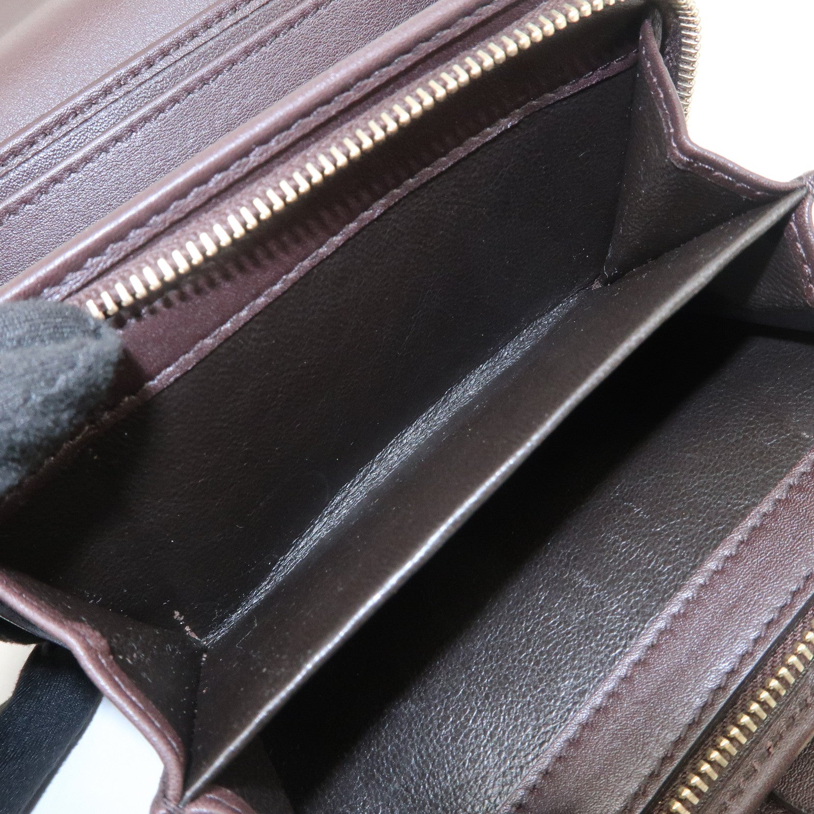 GUCCI Guccissima Leather Tri-Fold Compact Wallet Brown 256935
