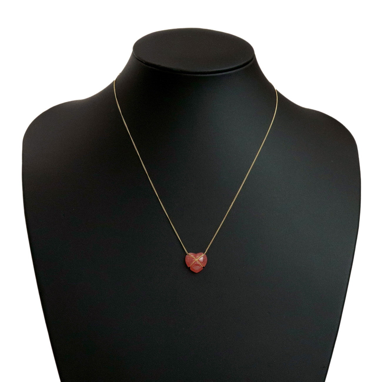 Tiffany & Co Chain Cross Heart Necklace 750YG Incarose Red