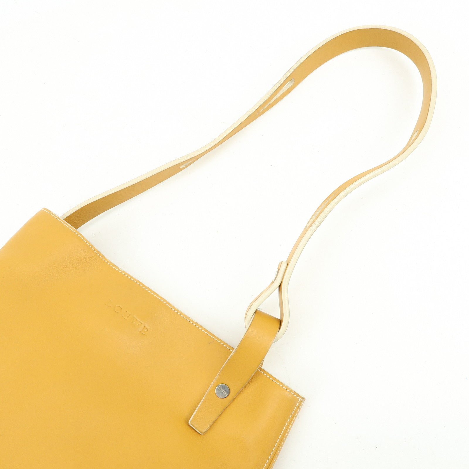 LOEWE Leather Shoulder Bag Hand Bag Light Brown