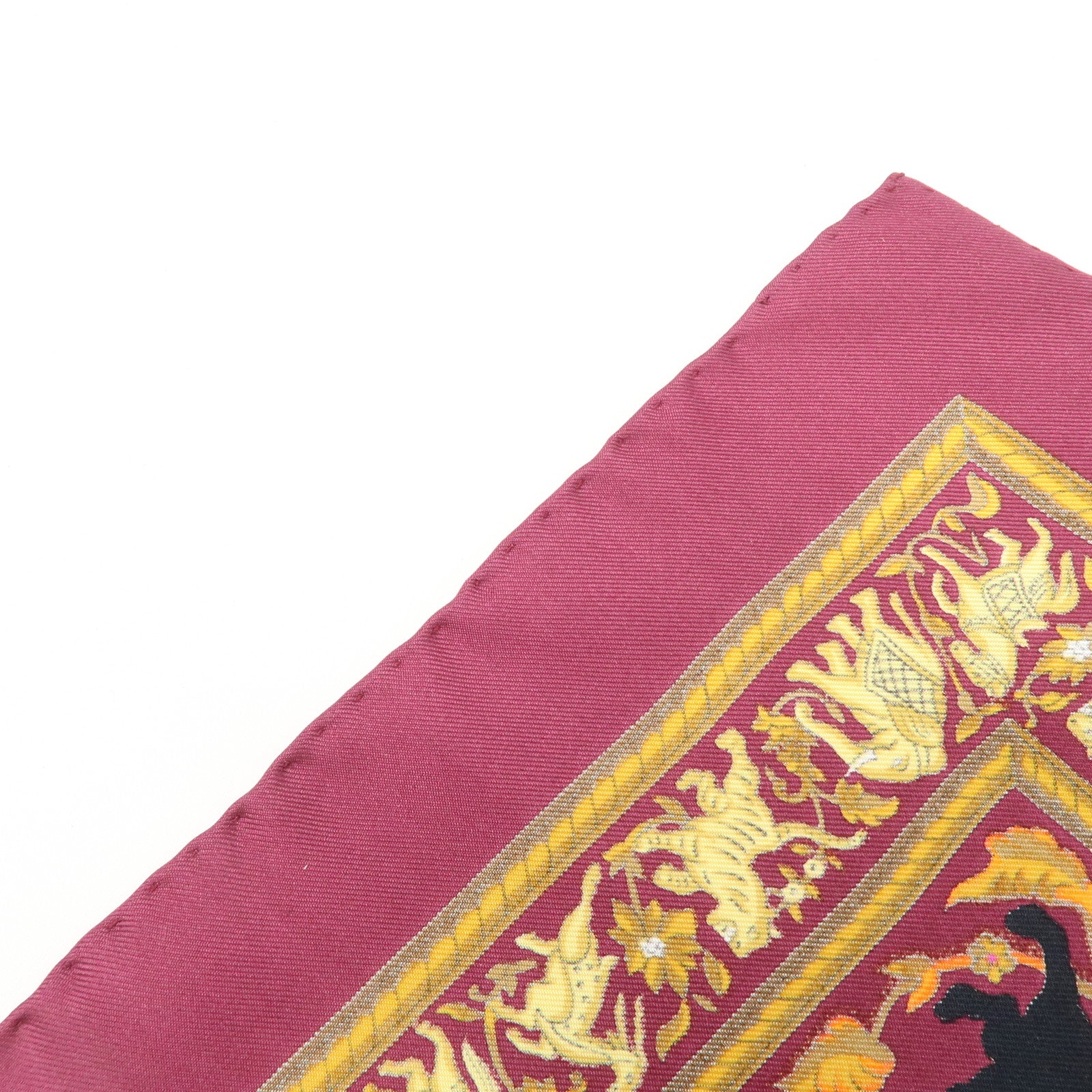 HERMES Carre 90 Silk 100% Scarf CHASSE EN INDE Bordeaux