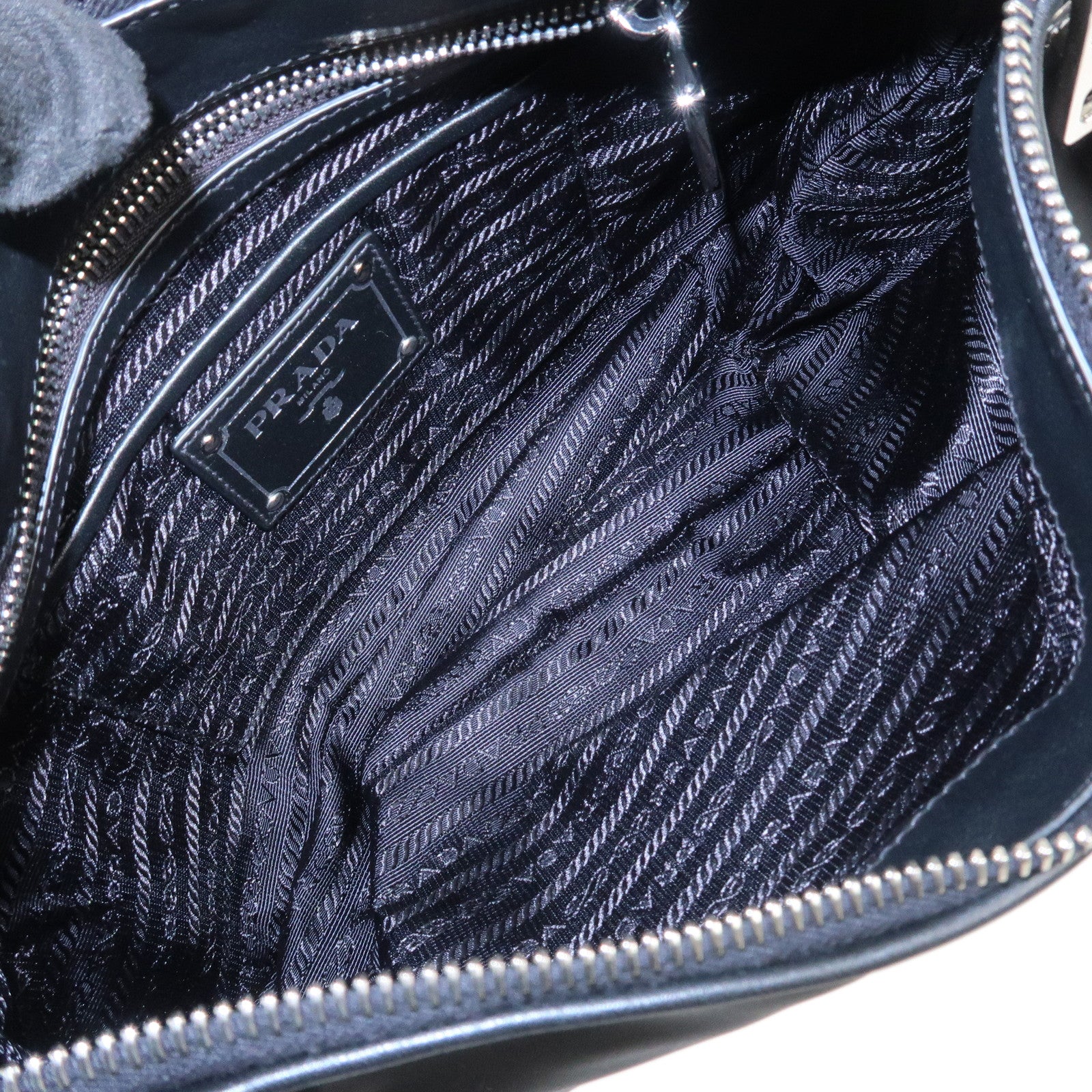 PRADA Nylon Leather Shouldr Bag Hand Bag Black BR4894