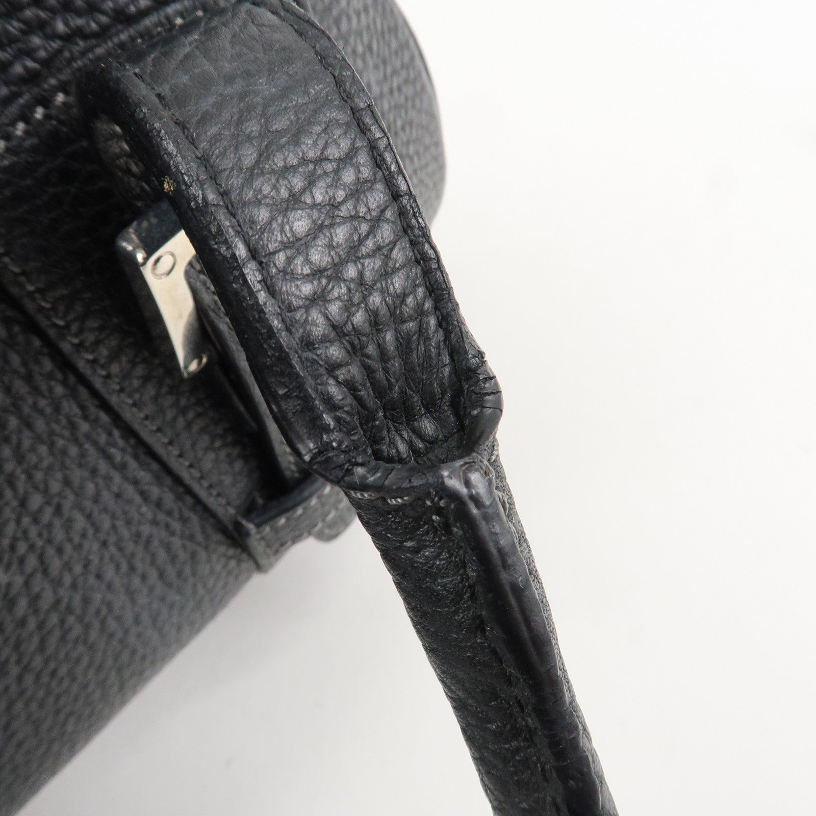 LOEWE Leather Senda Shoulder Bag Hand Bag Black Silver Hardware