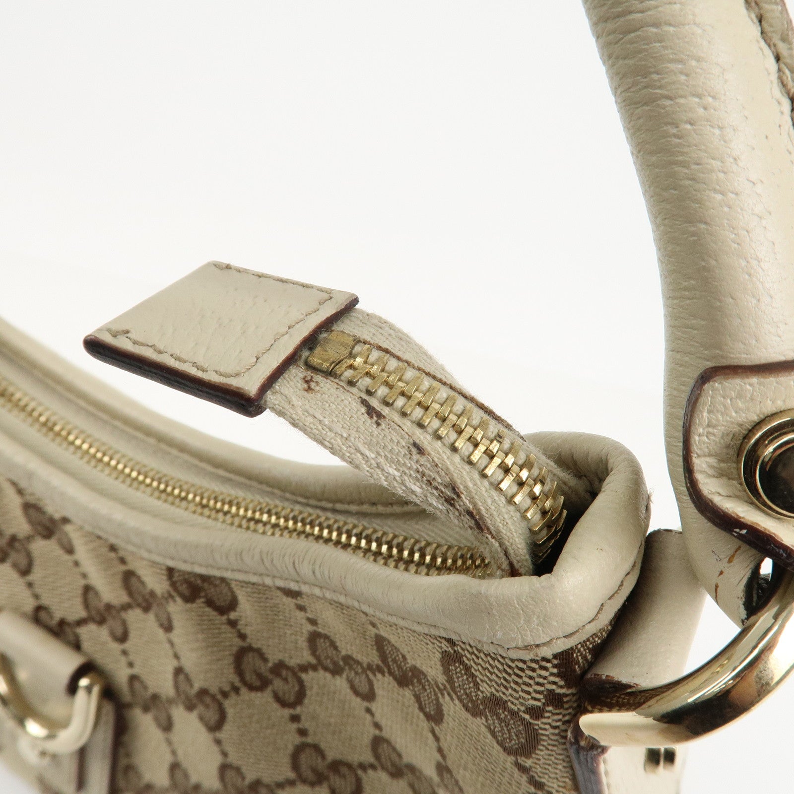 GUCCI Abbey GG Canvas Leather Shoulder Bag Beige Ivory 130738 Used