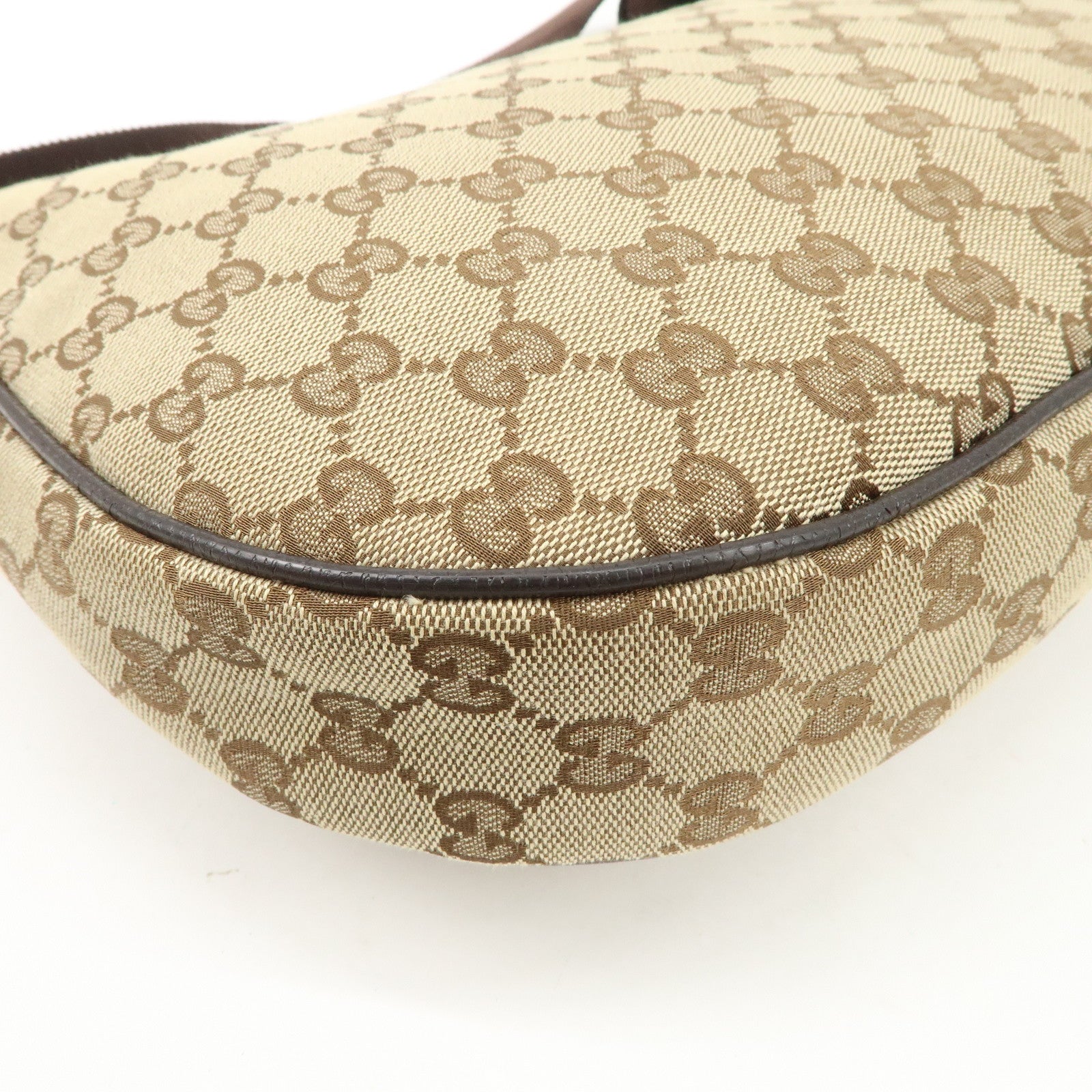 GUCCI GG Canvas Leather Shoulder Bag Beige Brown 122790