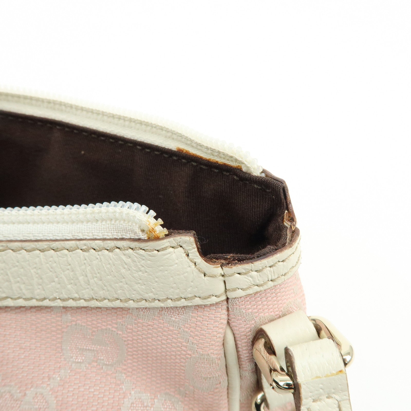 GUCCI GG Canvas Leather Hand Bag Pouch Shoulder Bag Pink 154432