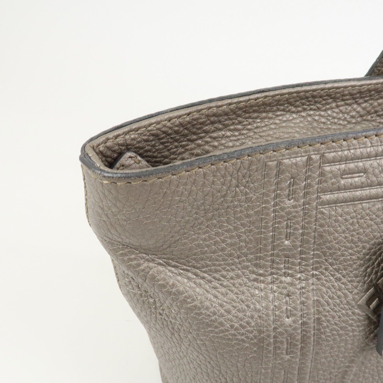 FENDI Seleria Logo Leather Tote Bag Shoulder Bag Gray 8BH185