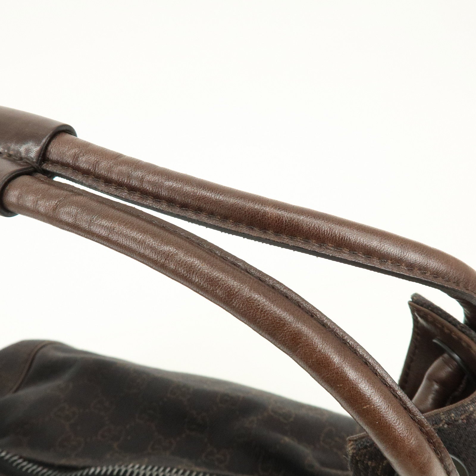 GUCCI GG Denim Leather Shoulder Bag Hand Bag Dark Brown 101292