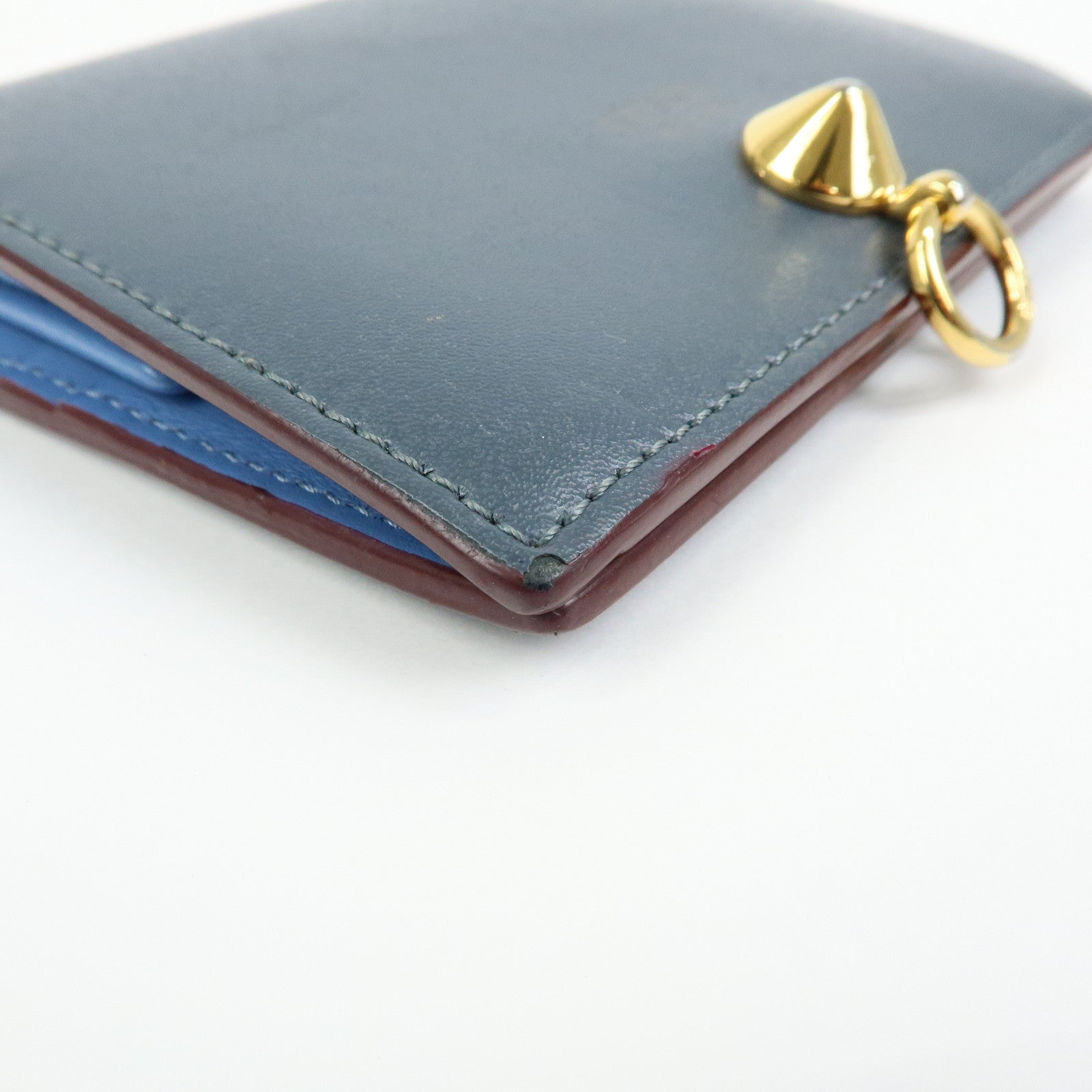 FENDI F is FENDI Leather Bi-fold Compact Wallet Gray 8M0387