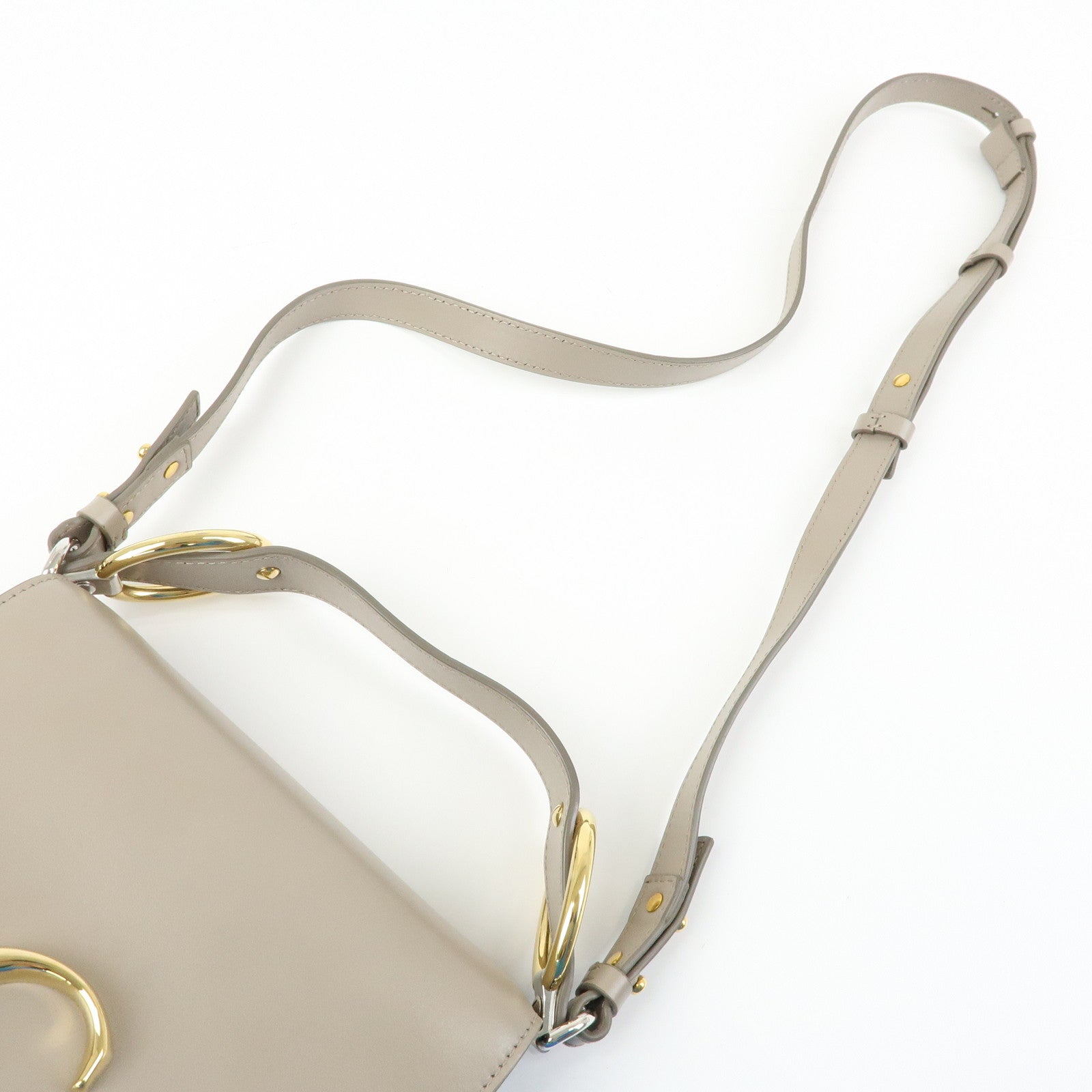 Chloe Chloe C Leather Suede 2Way Hand Bag Shoulder Bag Greige