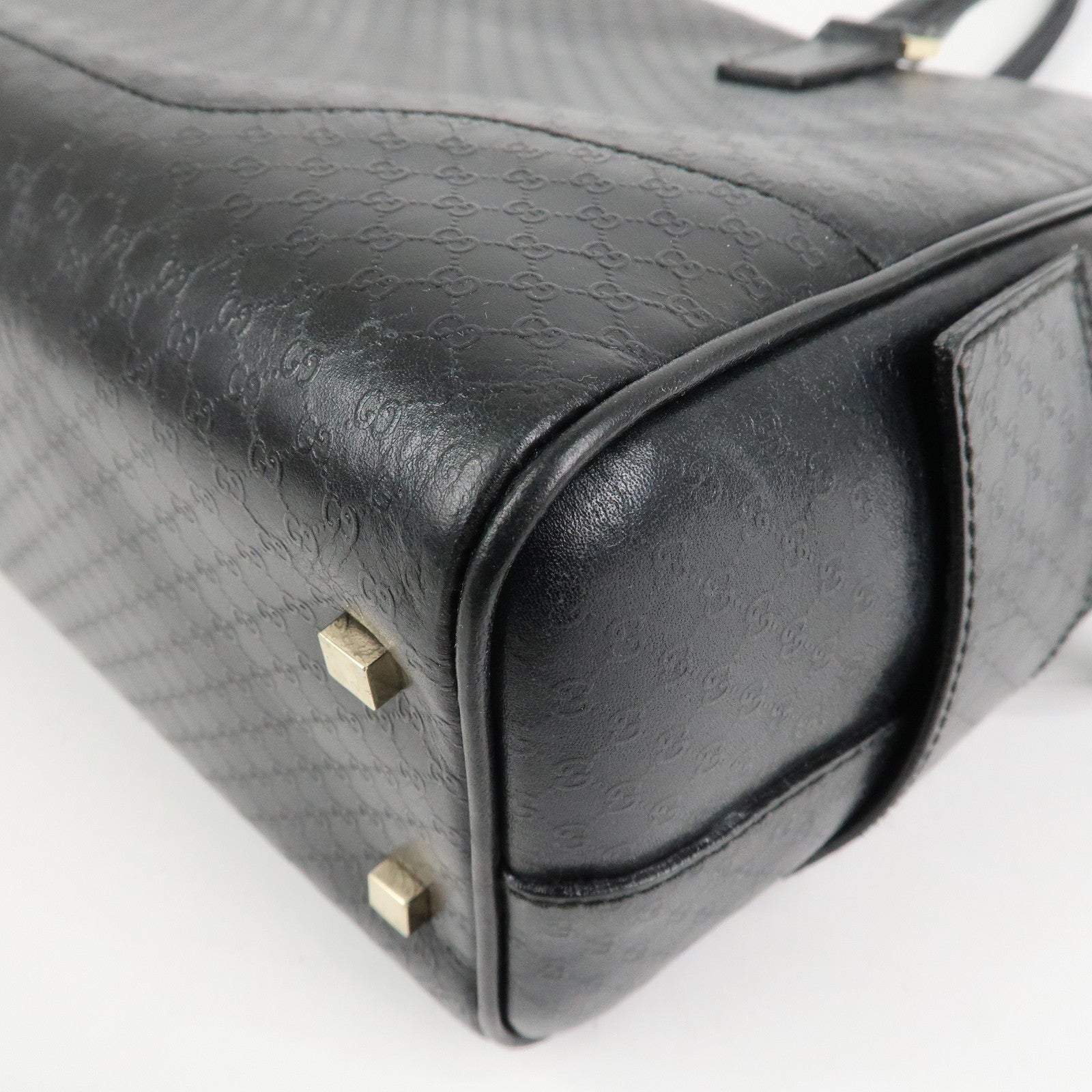 GUCCI Micro Guccissima Leather Hand Bag Black 022.1115