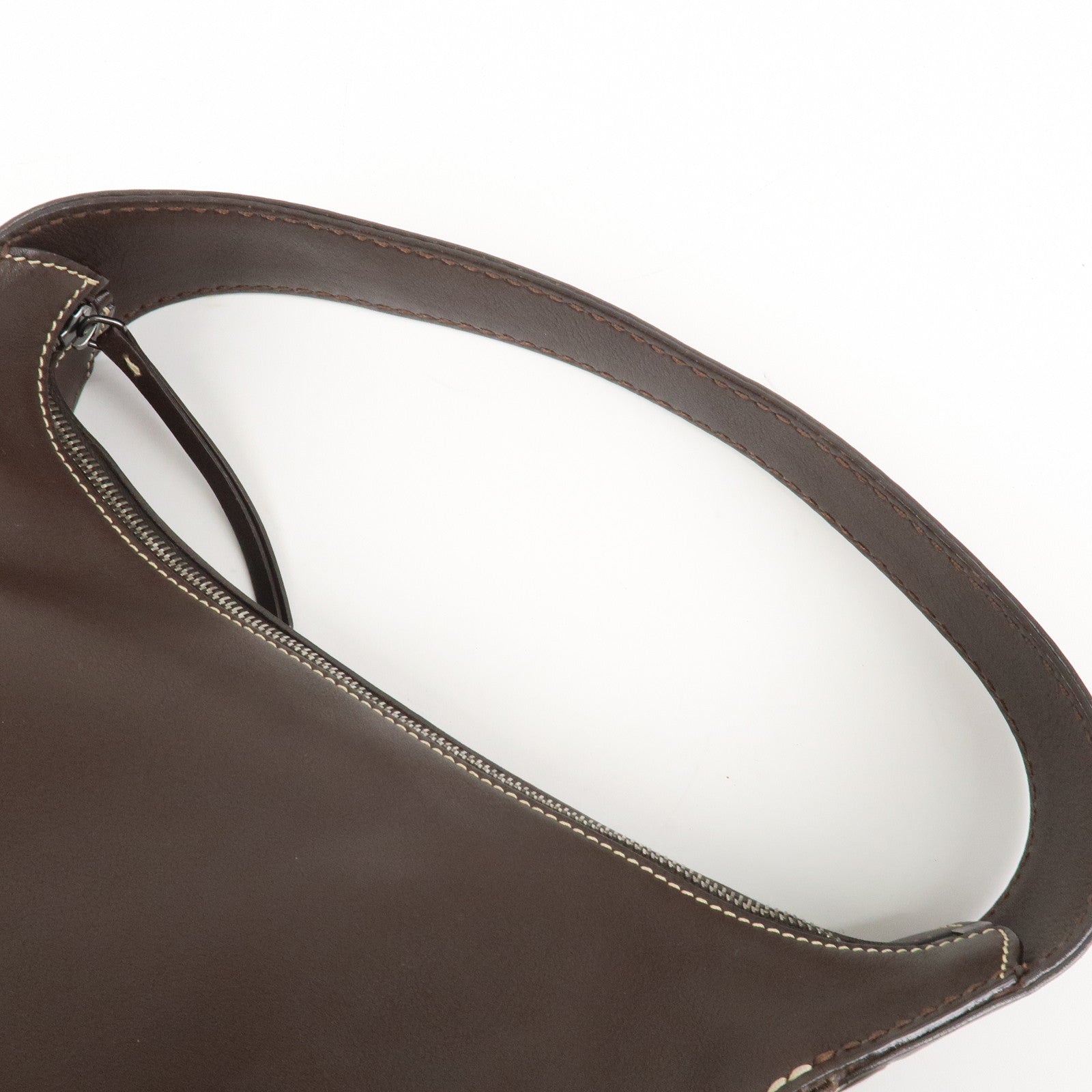 TOD'S Leather Shoulder Bag Hand Bag Brown Used