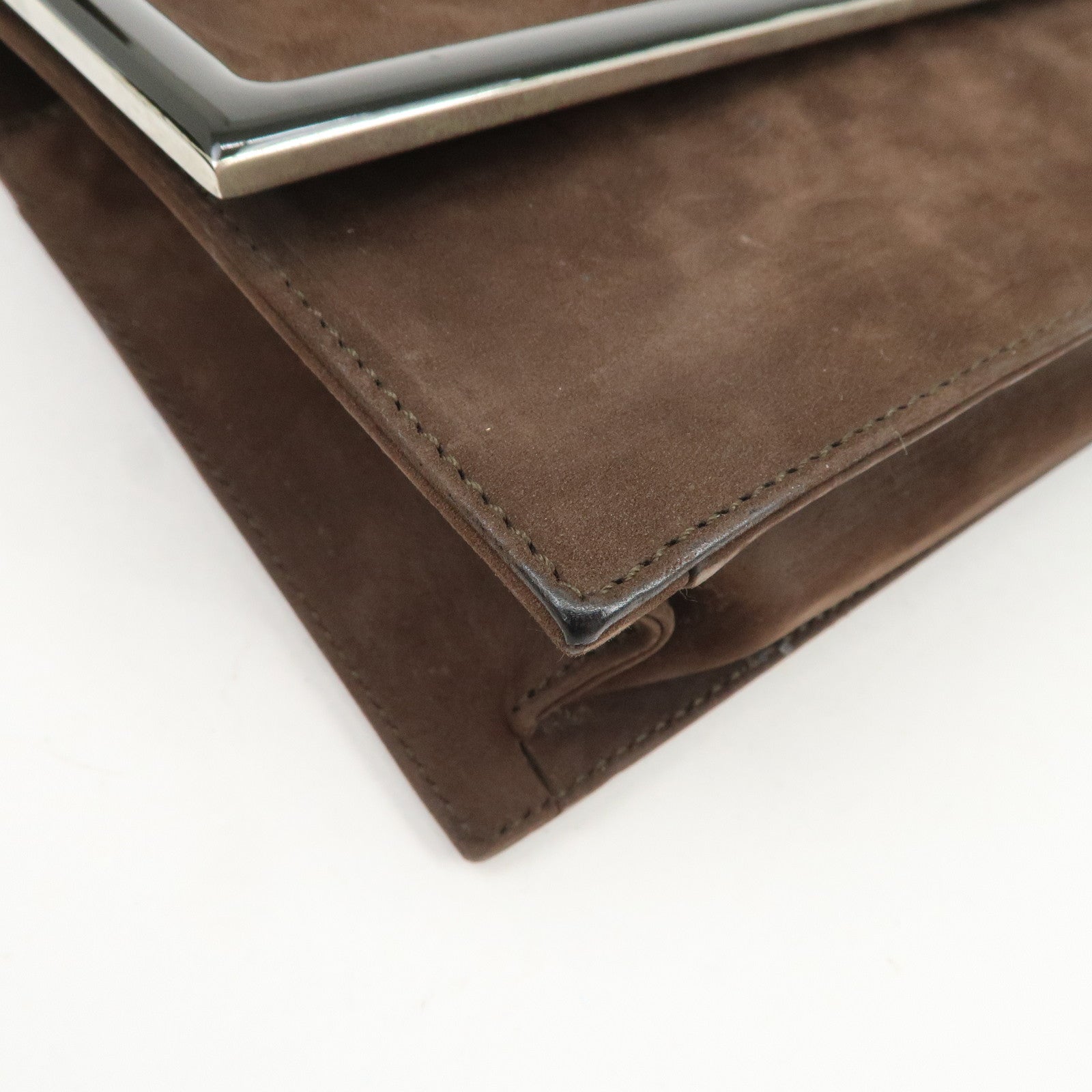 Ferragamo Leather Shoulder Bag Hand Bag Brown