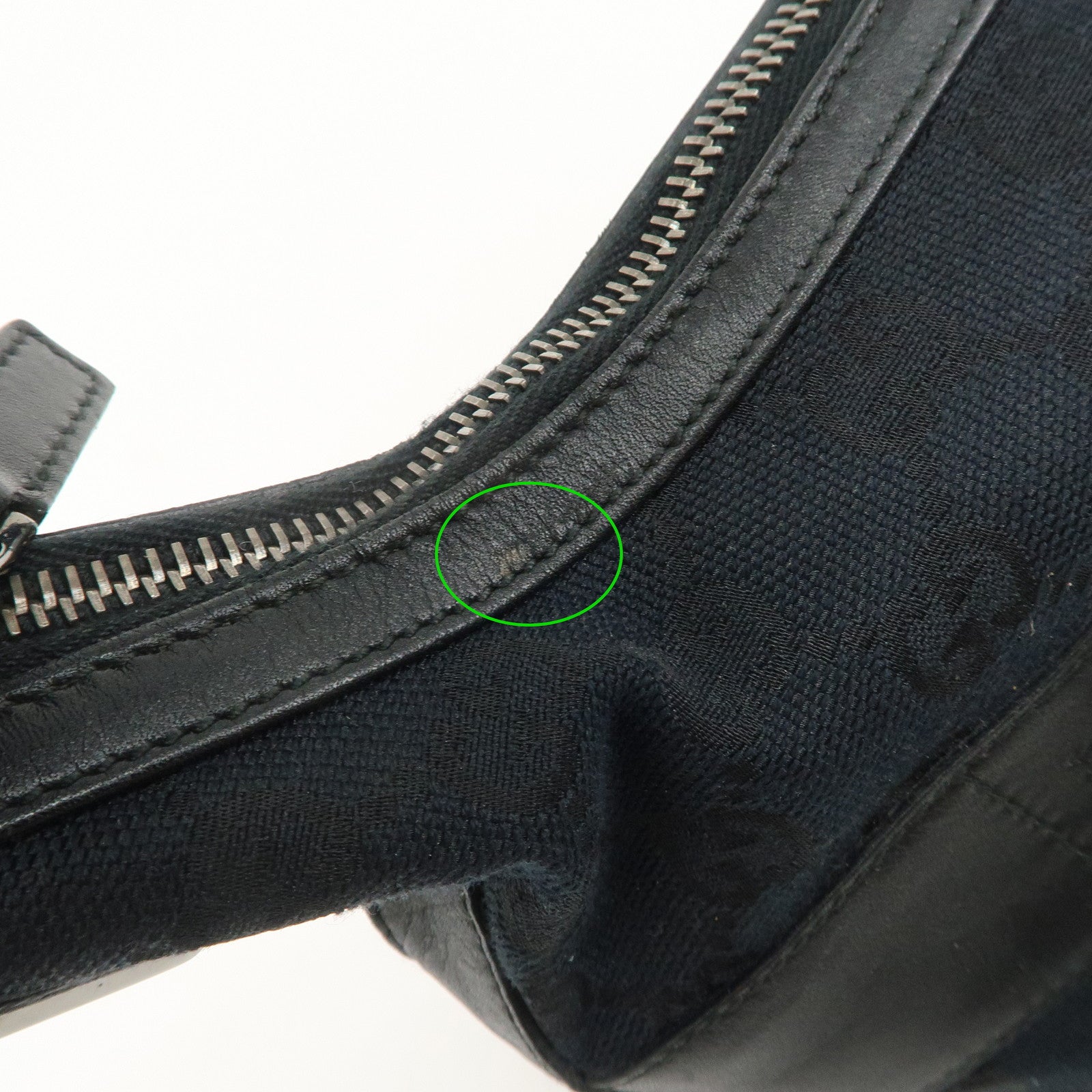 GUCCI GG Canvas Leather Shoulder Bag Hand Bag Black 001.4299 Used