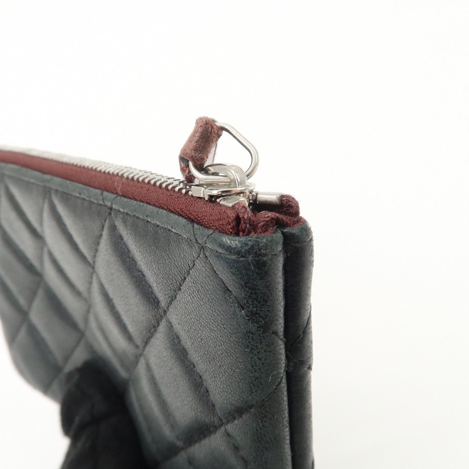 CHANEL Matelasse Caviarskin COCO Mark Coin Case Mini Pouch Black Silver Used