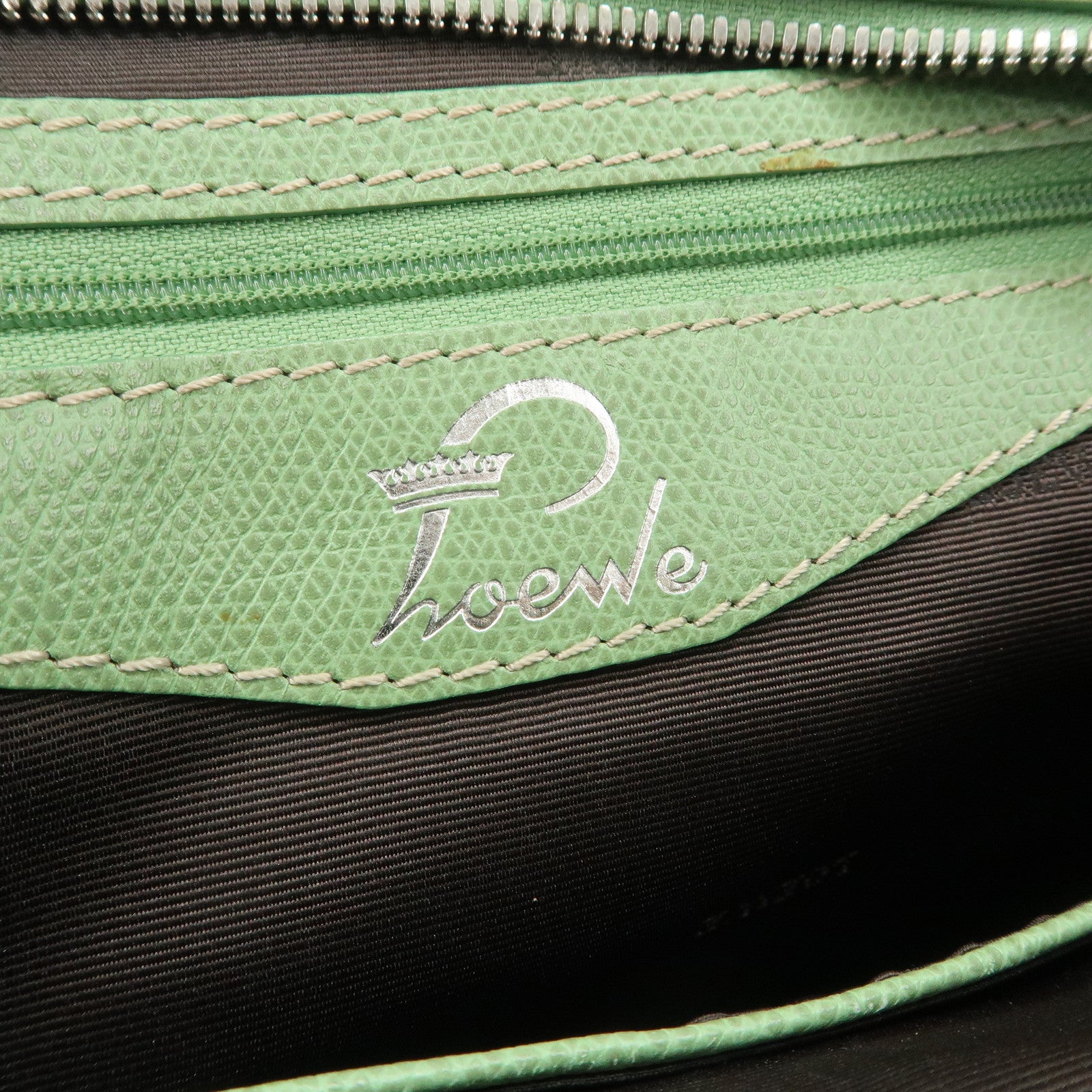 LOEWE Anagram Canvas Leather Hand Bag Light Green
