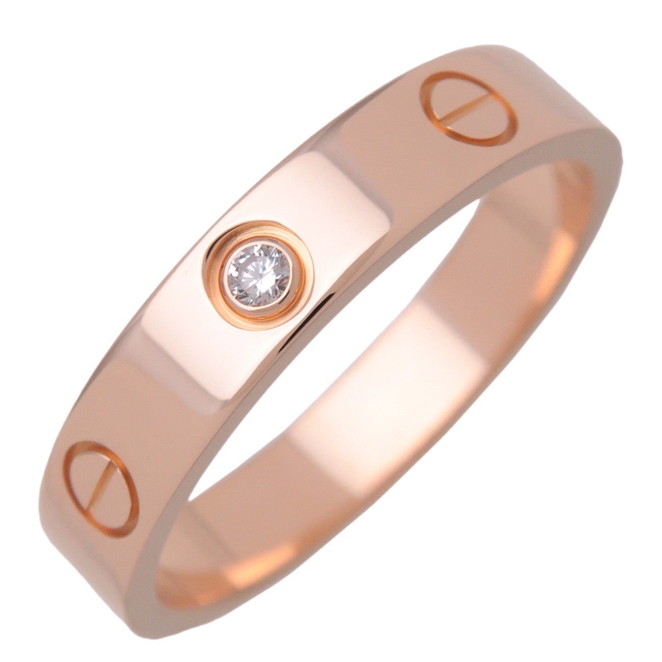 Cartier Mini Love 1P Diamond Ring K18 750PG Rose Gold #56 US7.75