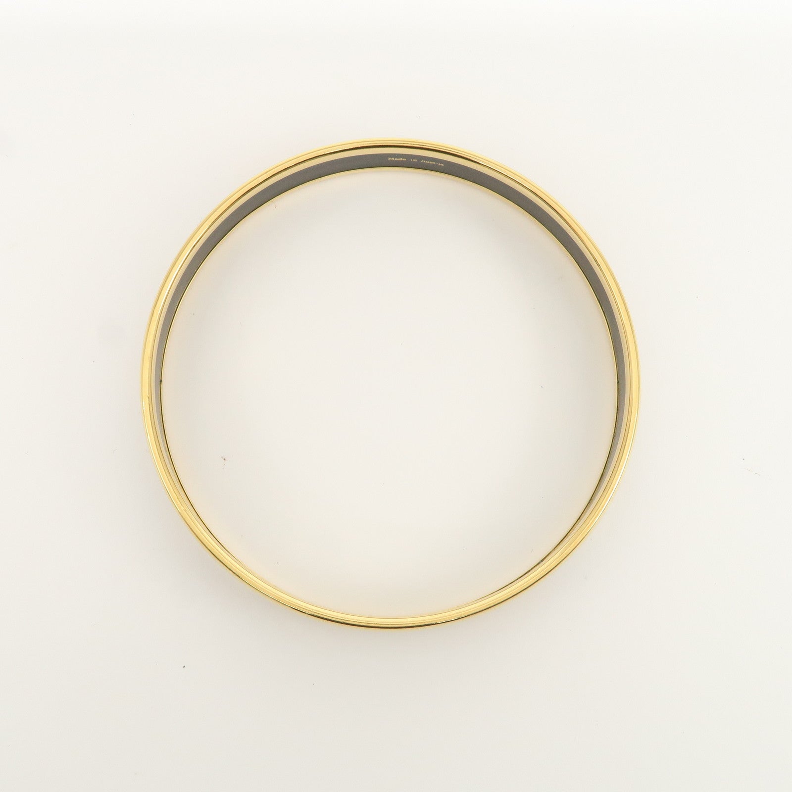 HERMES Email PM Gold Plated Bracelet Bangle Black Multicolor