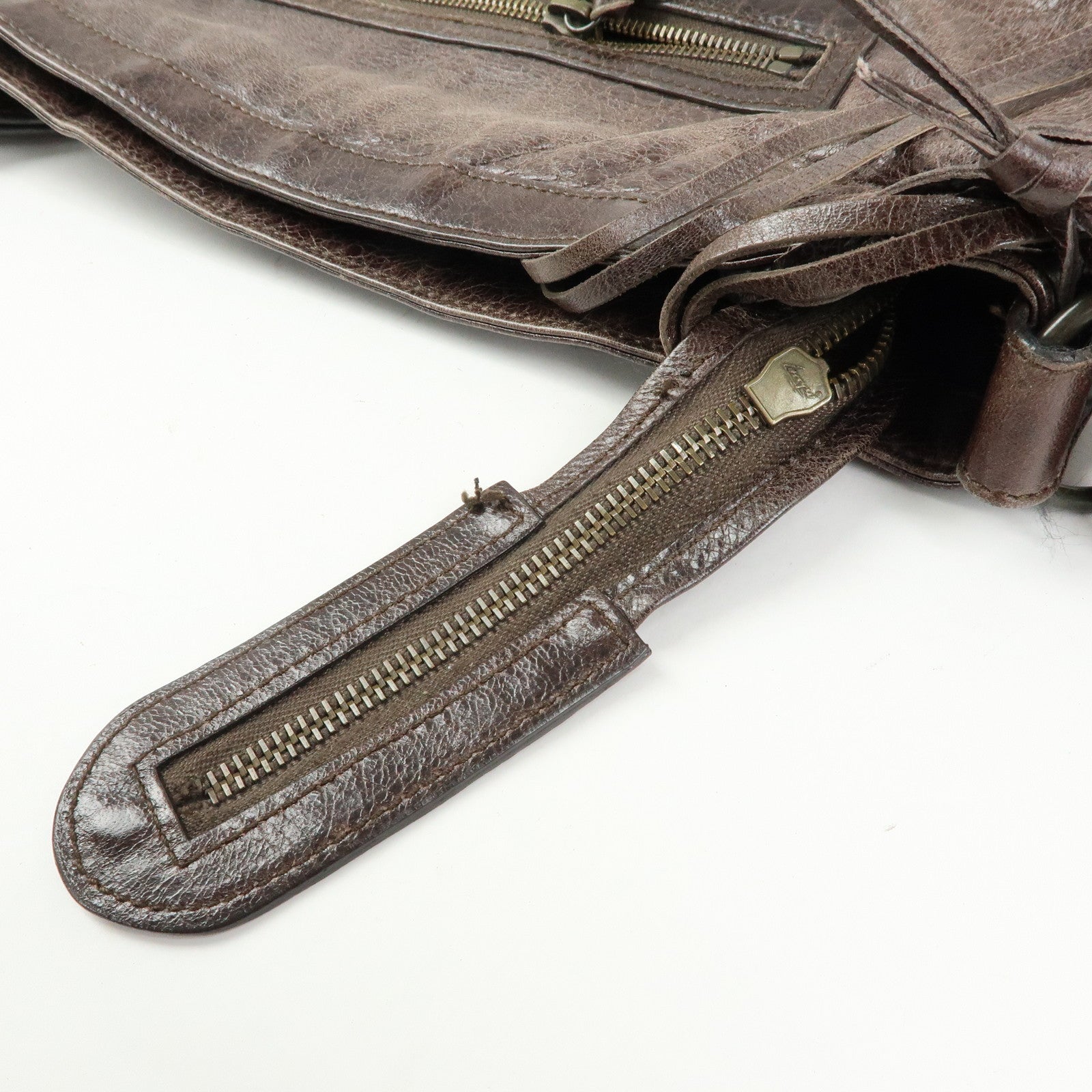 BALENCIAGA The Messenger Leather Shoulder Bag Brown 177289