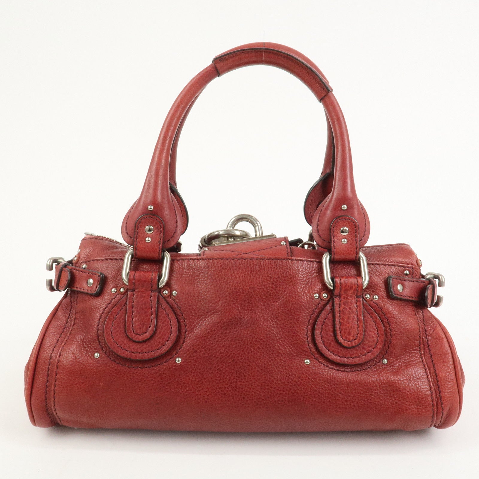 Chloe Paddington Leather Hand Bag Shoulder Bag Red