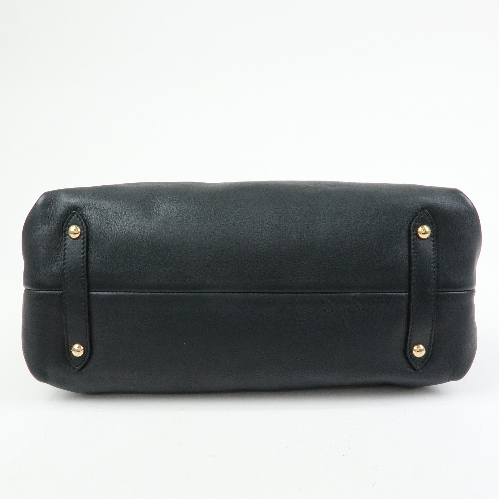 Ferragamo Gancini Leather Tote Bag Hand Bag Black