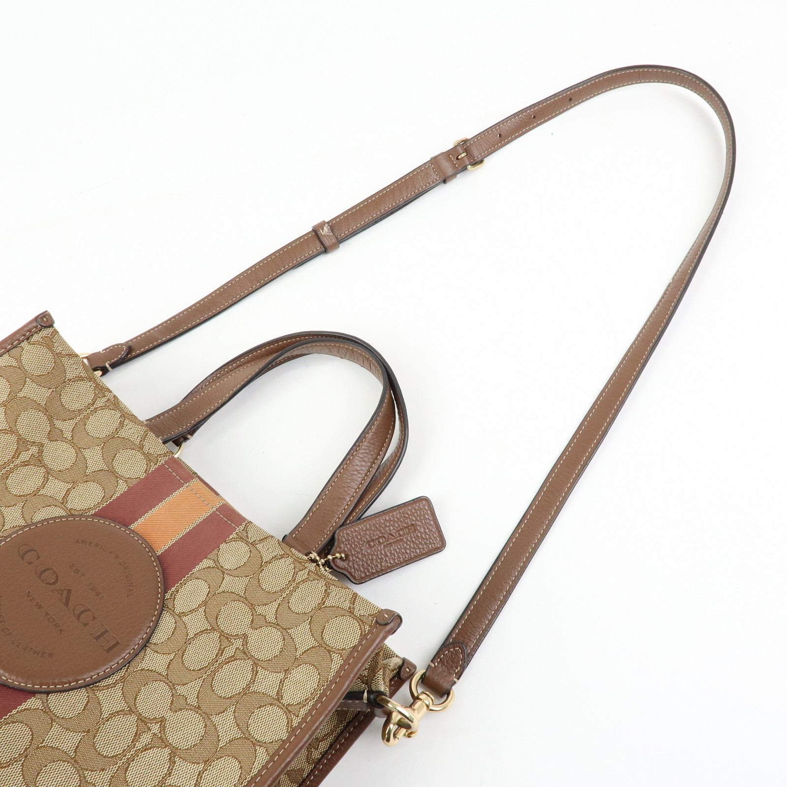 COACH Signature 2Way Canvas Leather Shoulder Bag Hand Bag Beige