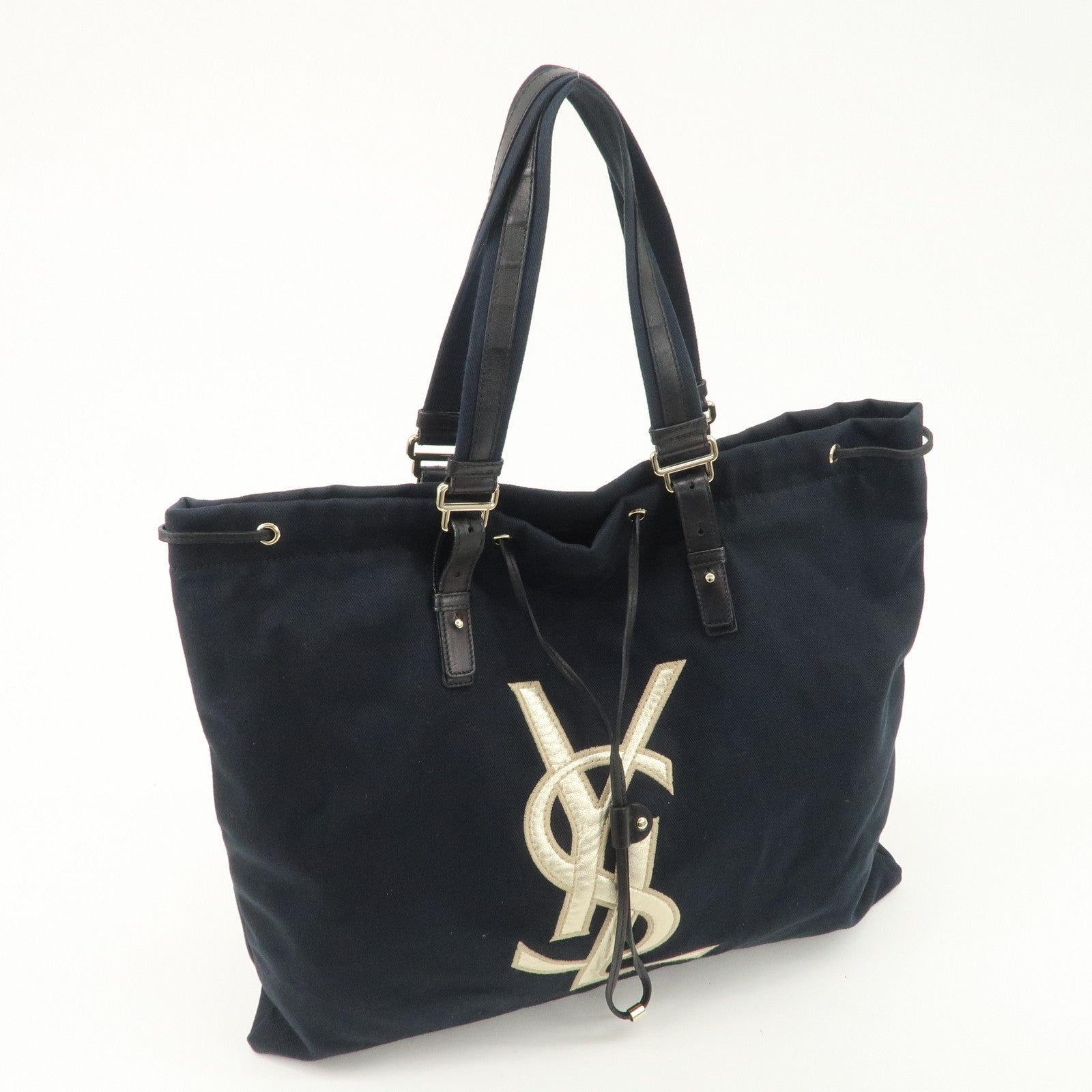 Saint Laurent Kahala Canvas Leather Tote bag Shoulder Bag Black Used