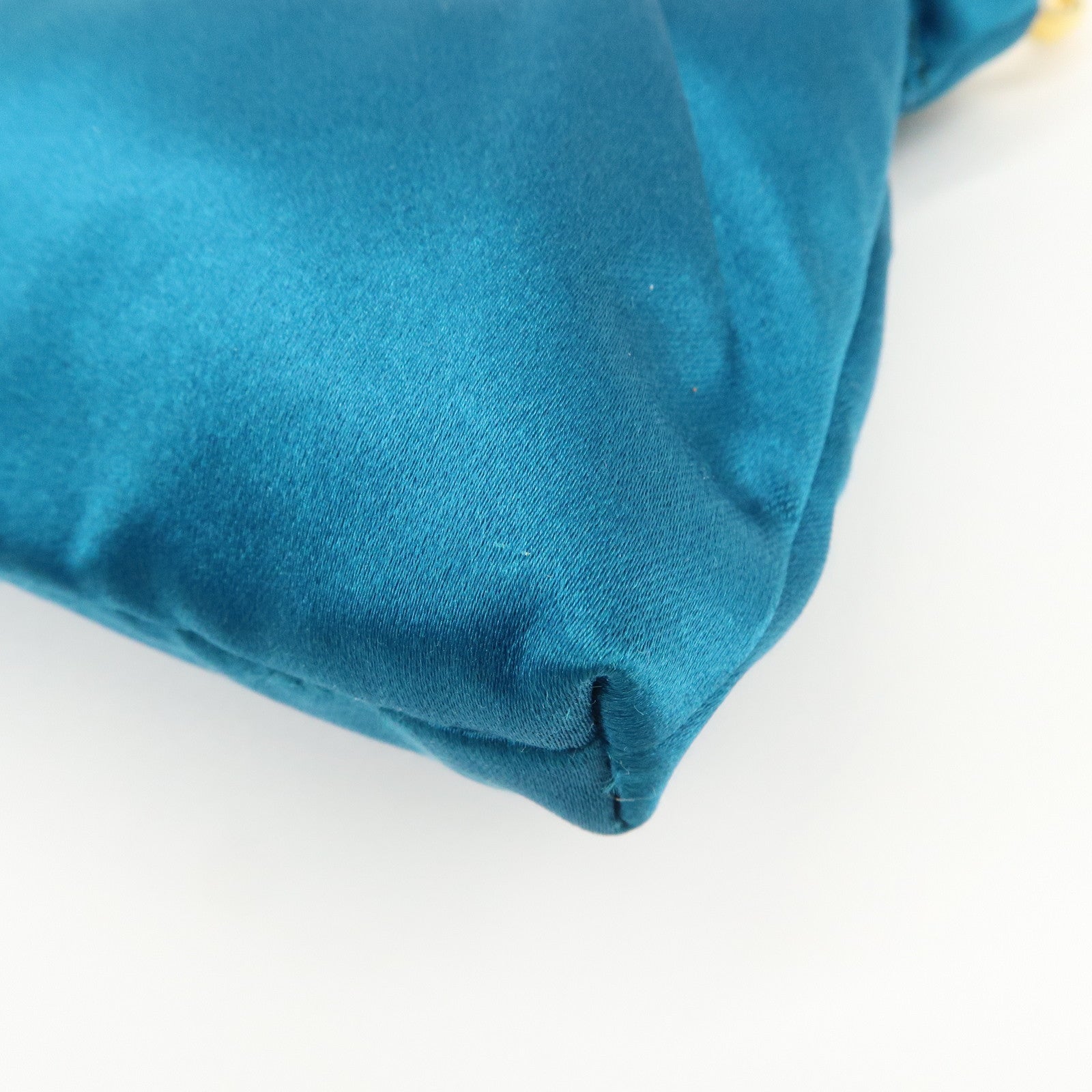 PRADA Satin Cosmetic Pouch Mini Hand Bag Blue 1N1662 Used