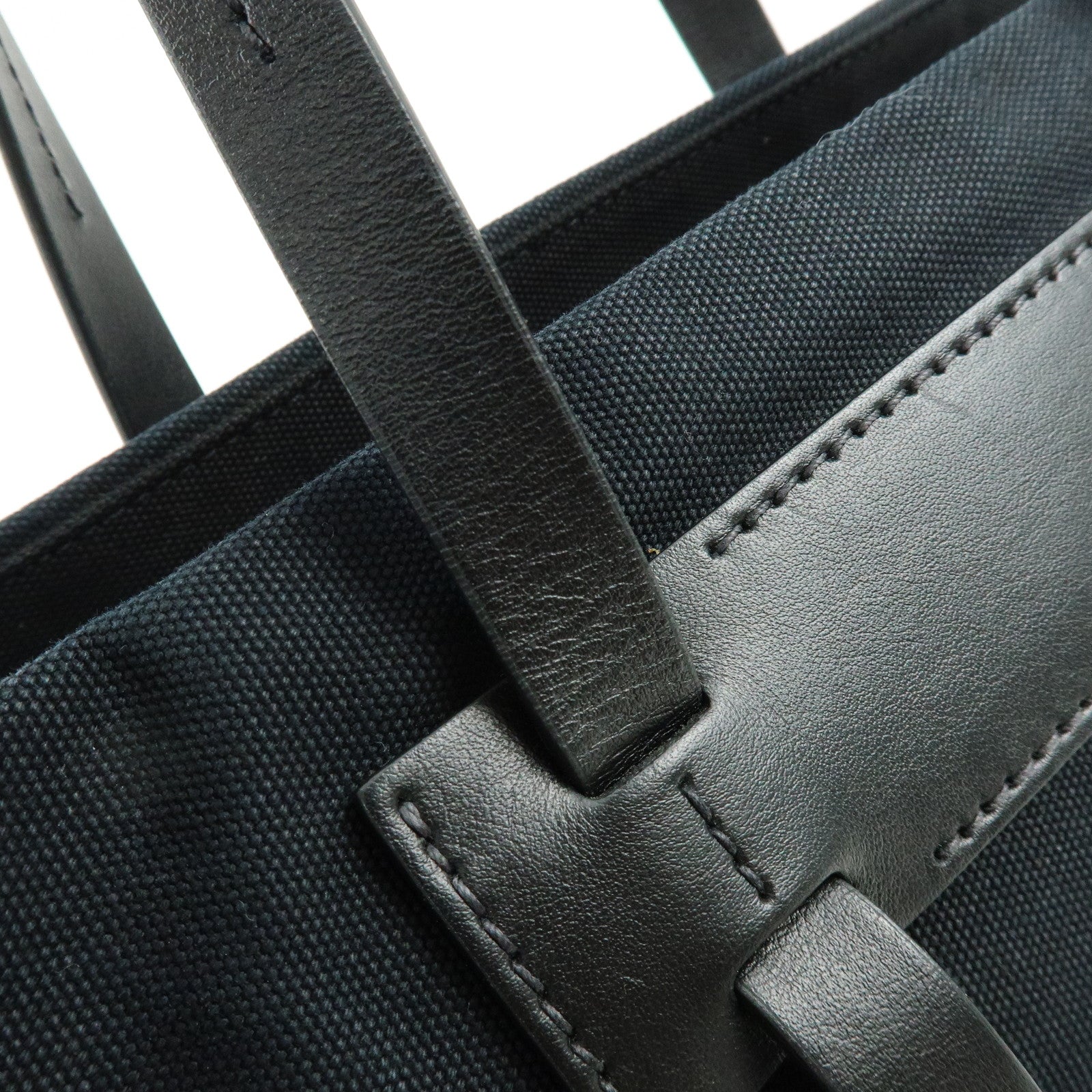 MIU MIU Canvas Leather Tote Bag Hand Bag Shoulder Bag Black