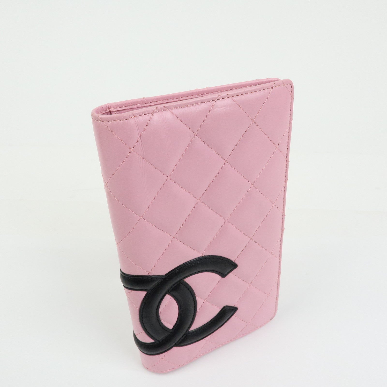 CHANEL Cambon Line COCO Mark Lambskin Long Wallet Pink A26717