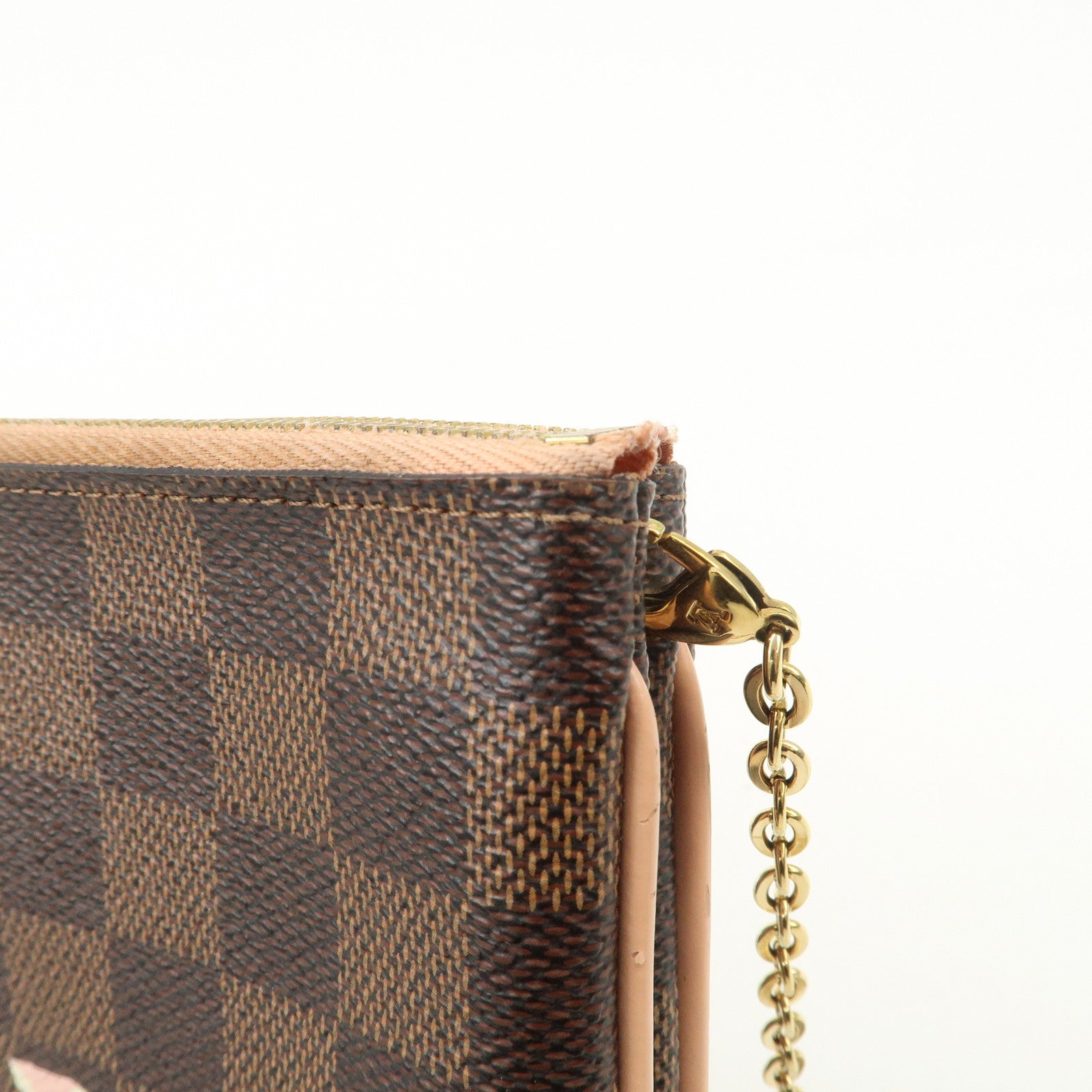 Louis Vuitton Damier Pochette Double Zip Shoulder Bag Brown N60254 Used