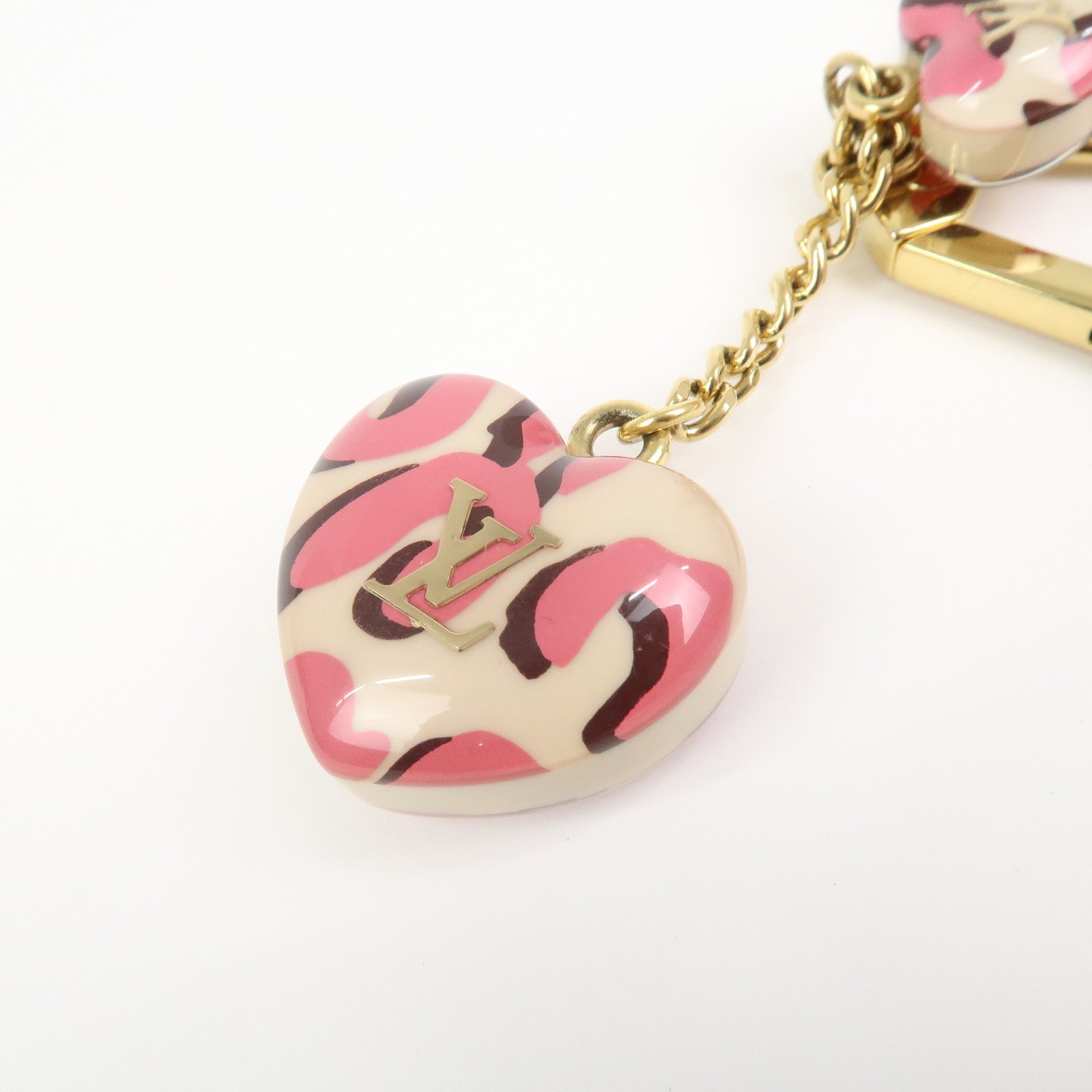 Louis Vuitton Porte Cles Leopard Bag Charm Blanc Corail M66263