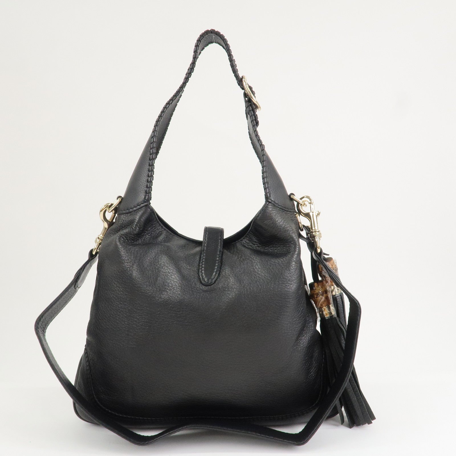 GUCCI New Jackie Leather 2Way Shoulder Hand Bag Brown 246907