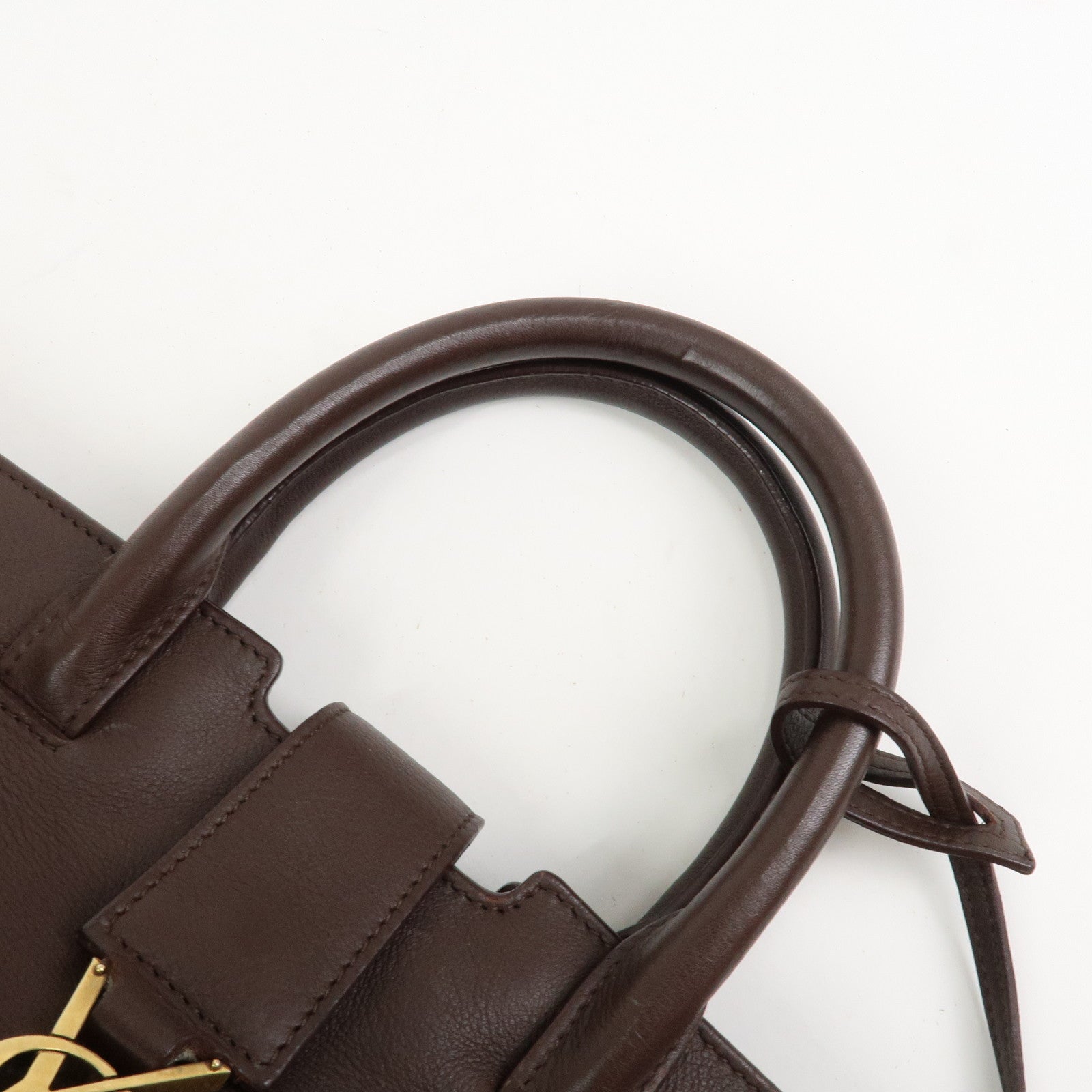 SAINT LAURENT Downtown Cabas Leather Suede 2WAY Bag Hand Bag Brown