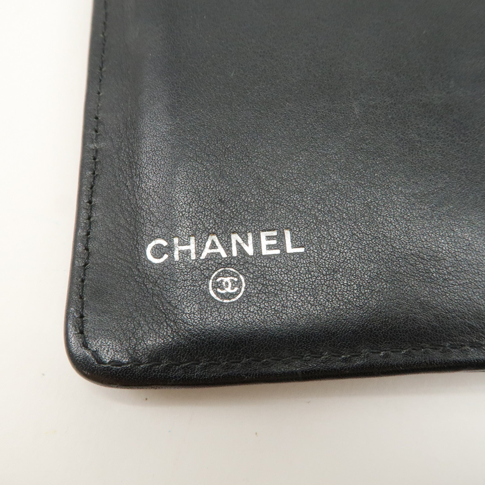 CHANEL Seburga COCO Mark Caviarskin Bi-fold Long Wallet Black