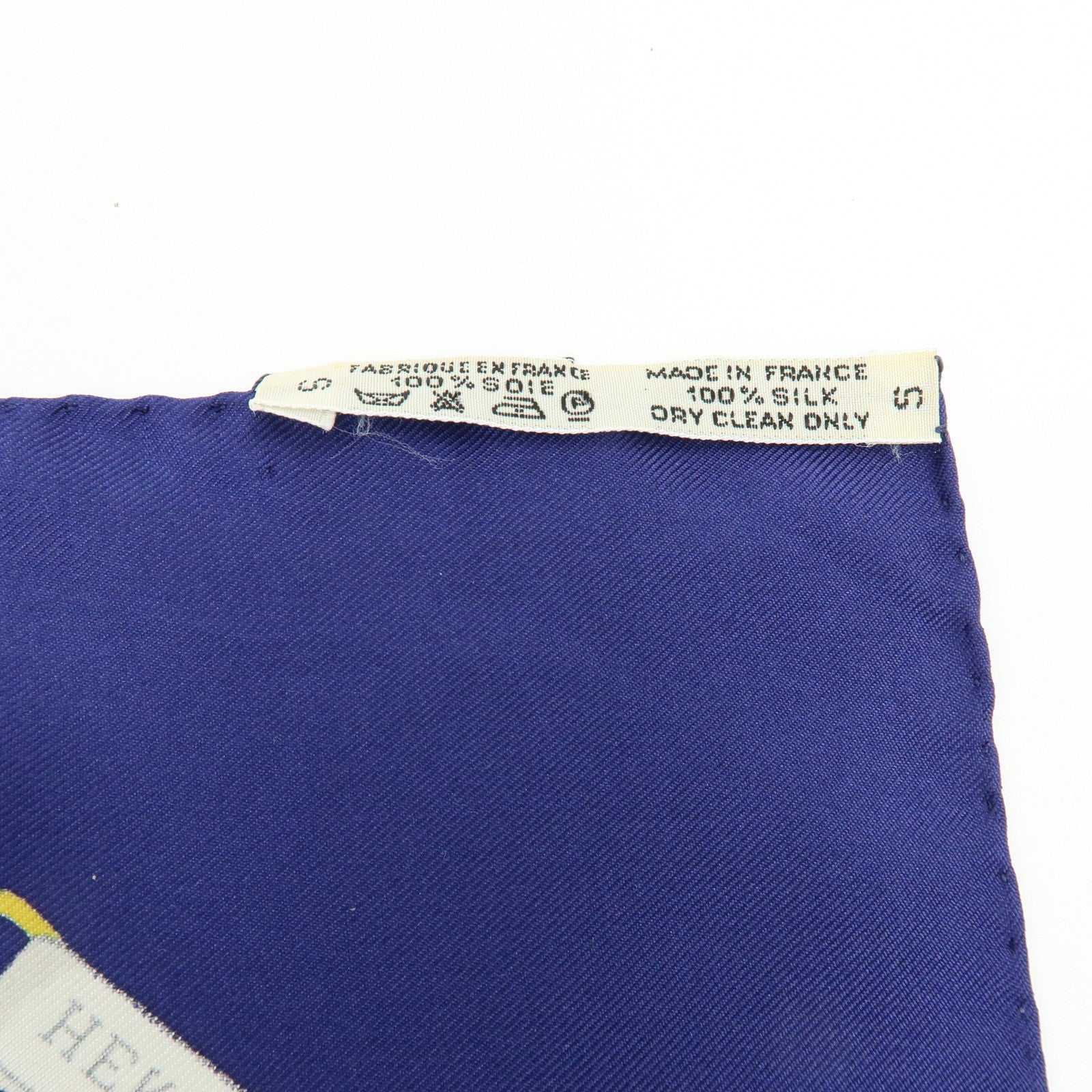 HERMES Carre 90 Silk 100% Scarf Petite Main Navy Multicolor