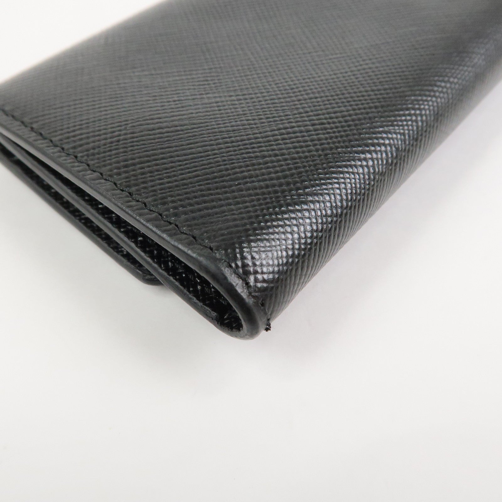 PRADA Logo Saffiano Leather 6 Rings Key Case Black NERO 2M0025