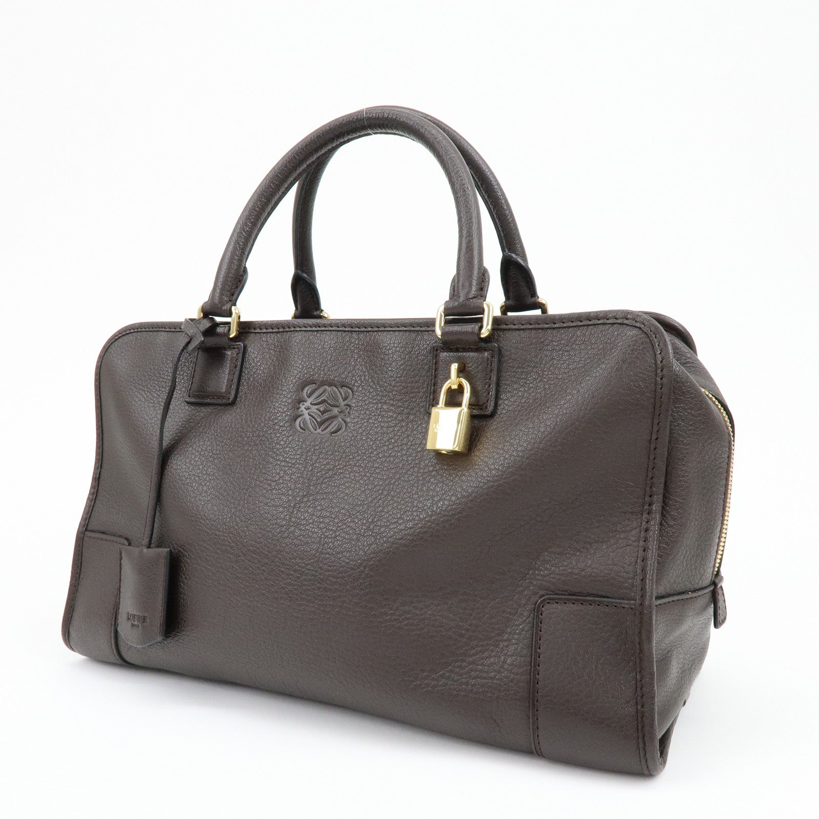 LOEWE Anagram Amazona 36 Hand Bag Boston Bag Dark Brown