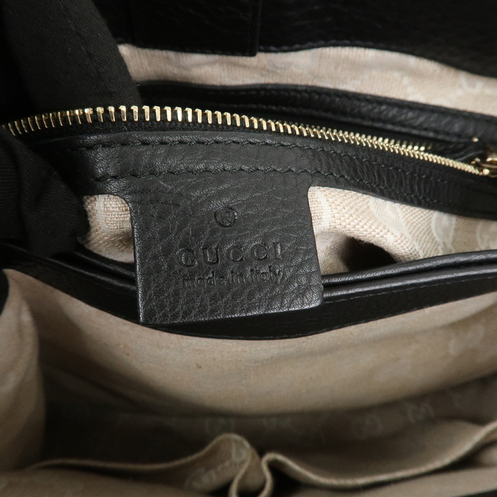GUCCI Bamboo Logo Leather 2Way Shoulder Bag Hand Bag Black 308360